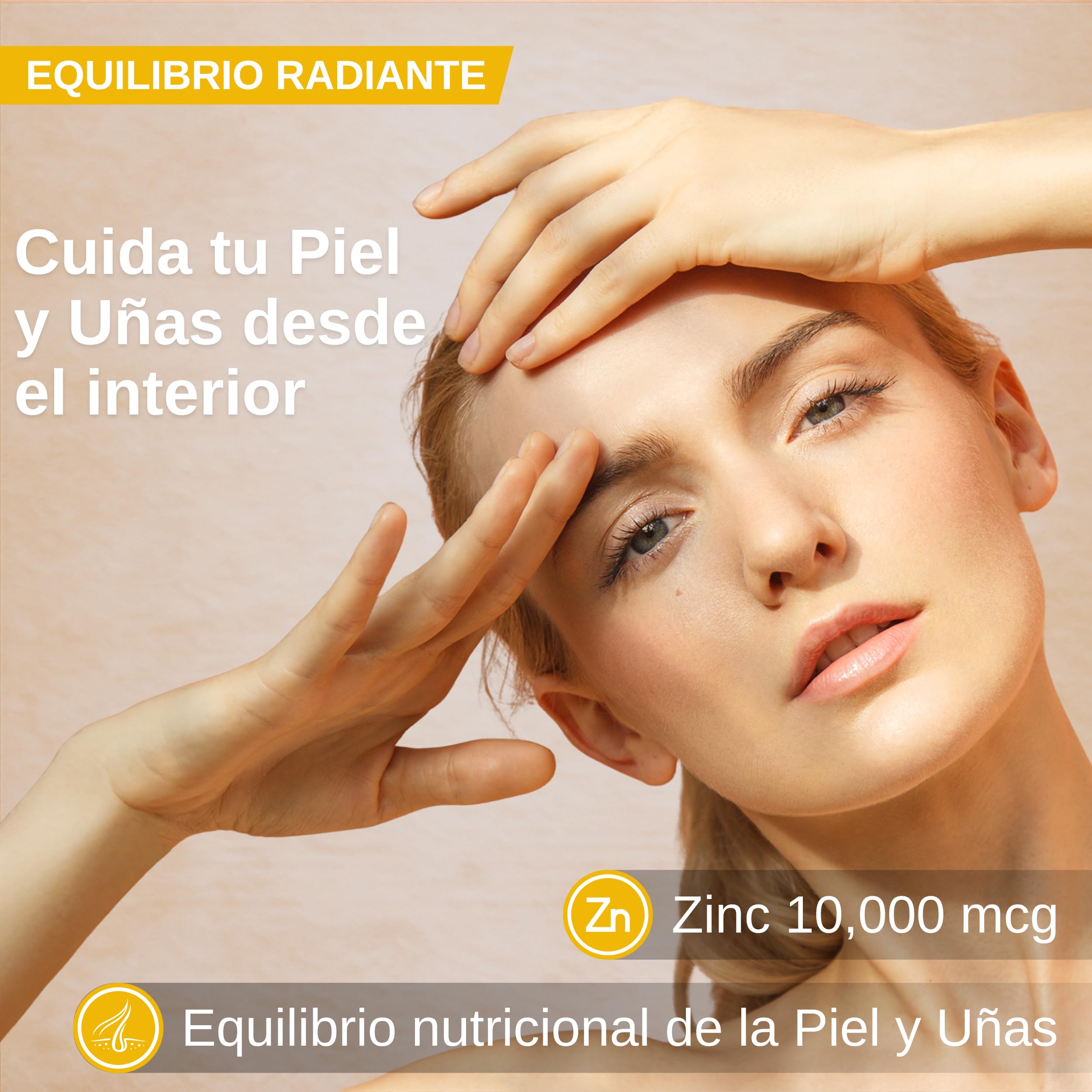 Omega 7 de Espino Amarillo con Biotina - Cabello, Piel y Uñas - 180 Perlas | Cabello, piel, uñas y mucosas, aceite de espino amarillo 1000 mg, omega 7 natural, biotina 5000 mcg con zinc, vegano