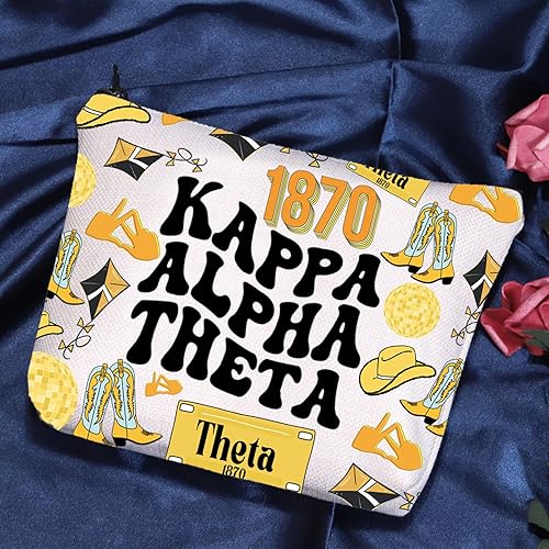 Miniatura 7 de POFULL Theta Letras Griegas Regalo Hermandad Bolsa Cosmética Theta Regalo Parafernalia Griega