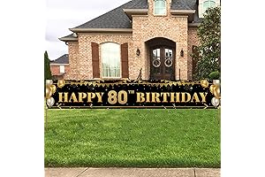 9.8 x 1.6 ft Happy 80th Birthday Banner for 80th Birthday Party Decorations