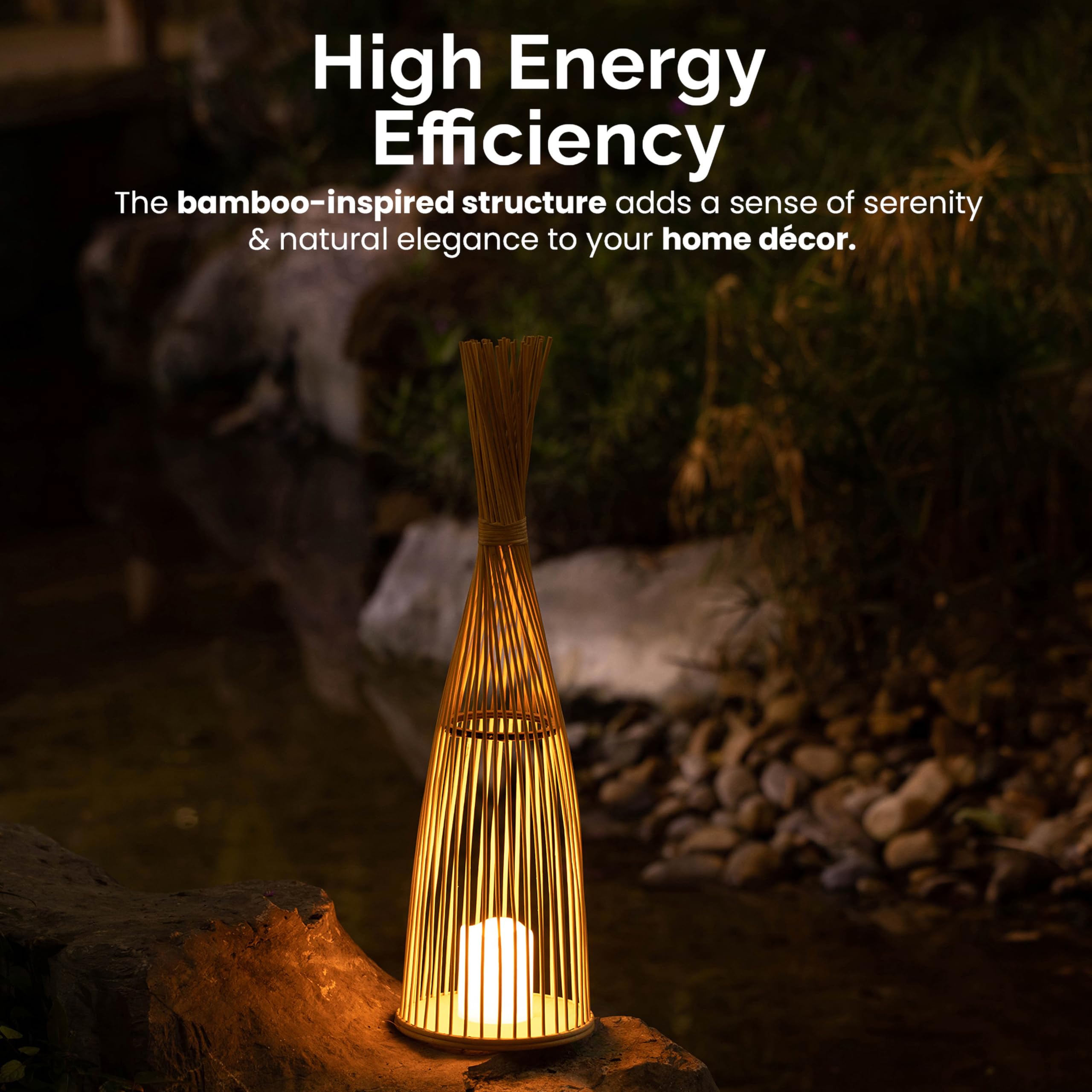 Amazon.com: Vintiquewise Hand-Woven Tall Bamboo LED Floor Standing
