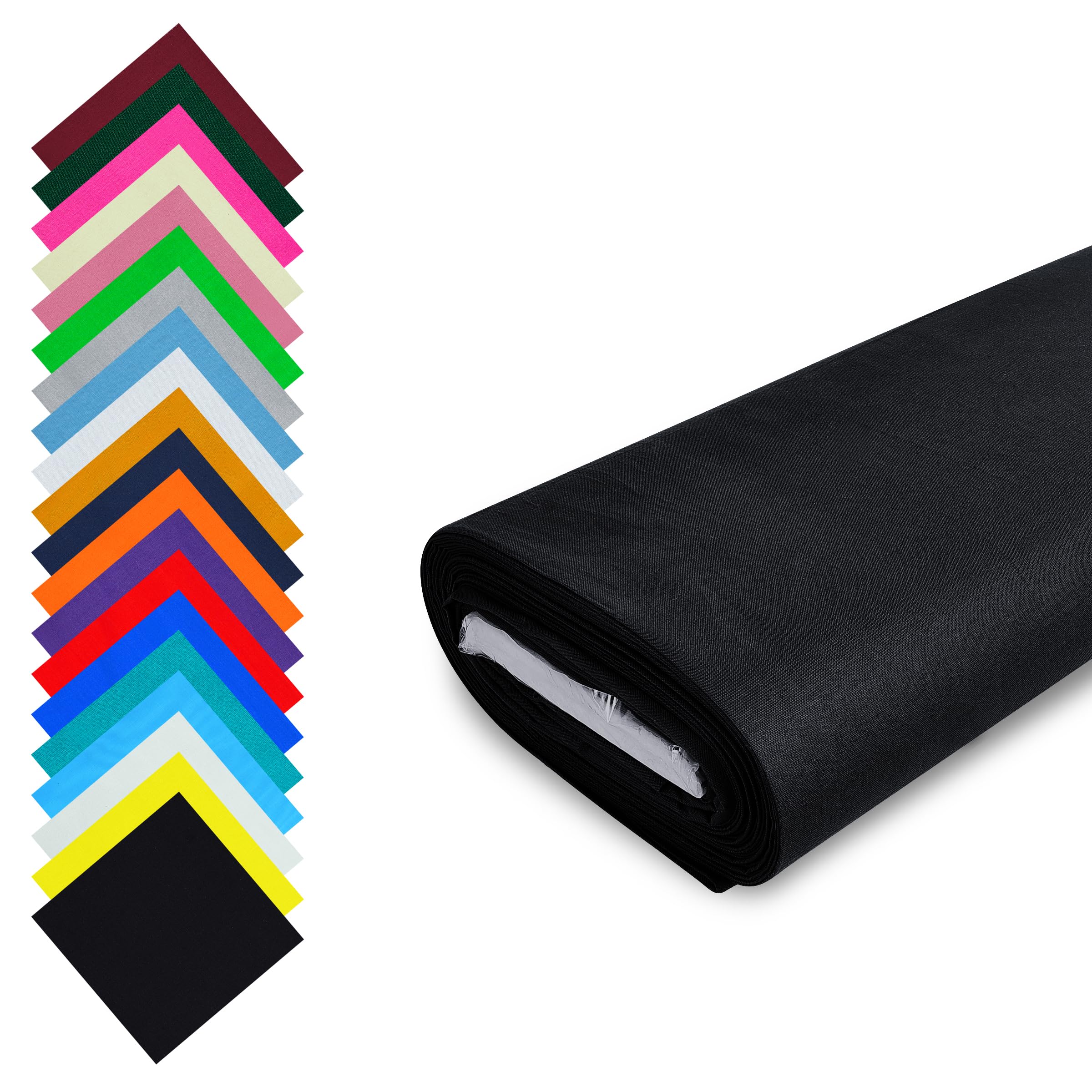 Fashion Track Black Fabric Cotton by The Metre UK - 58 Inches / 147.5 cm Wide - 100% Cotton Fabric Plain - 60 Square - Available in 20 Colours and 5 Sizes (1 Metre, Black)