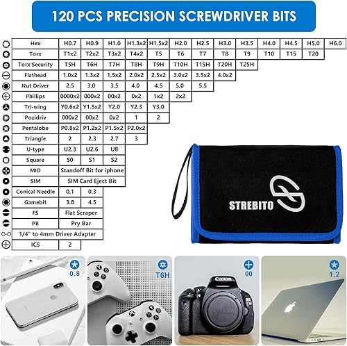 Miniatura 9 de STREBITO Juego de destornilladores de precisión de 142 piezas  11 piezas de herramientas de palanca kit de plástico y metal para iPhone laptop iPad