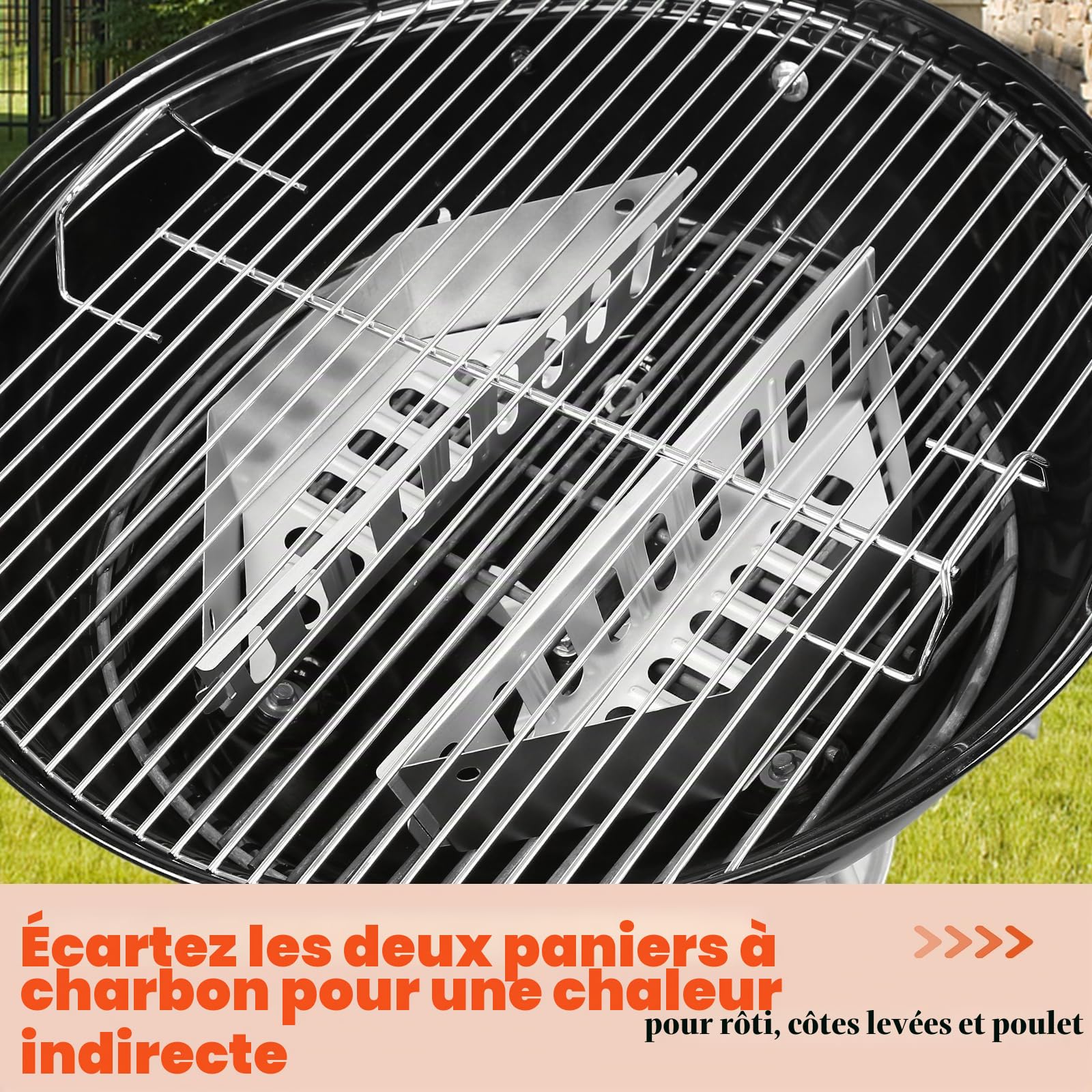 Lot de 2 paniers à charbon pour barbecue Weber - Pour bouilloire de 47/57/67 cm, série One-Touch et Master-Touch, convient également à d'autres barbecues à charbon