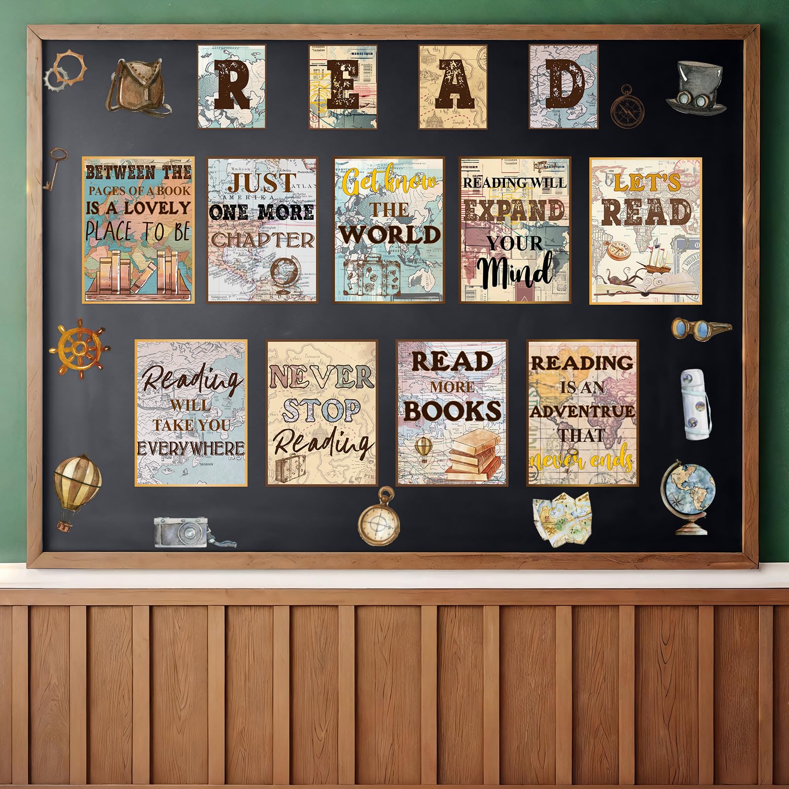 Classroom Theme Sets 78.7ft Travel The Map Bulletin Board Border Let's Explore Voyage Adventure - View #7