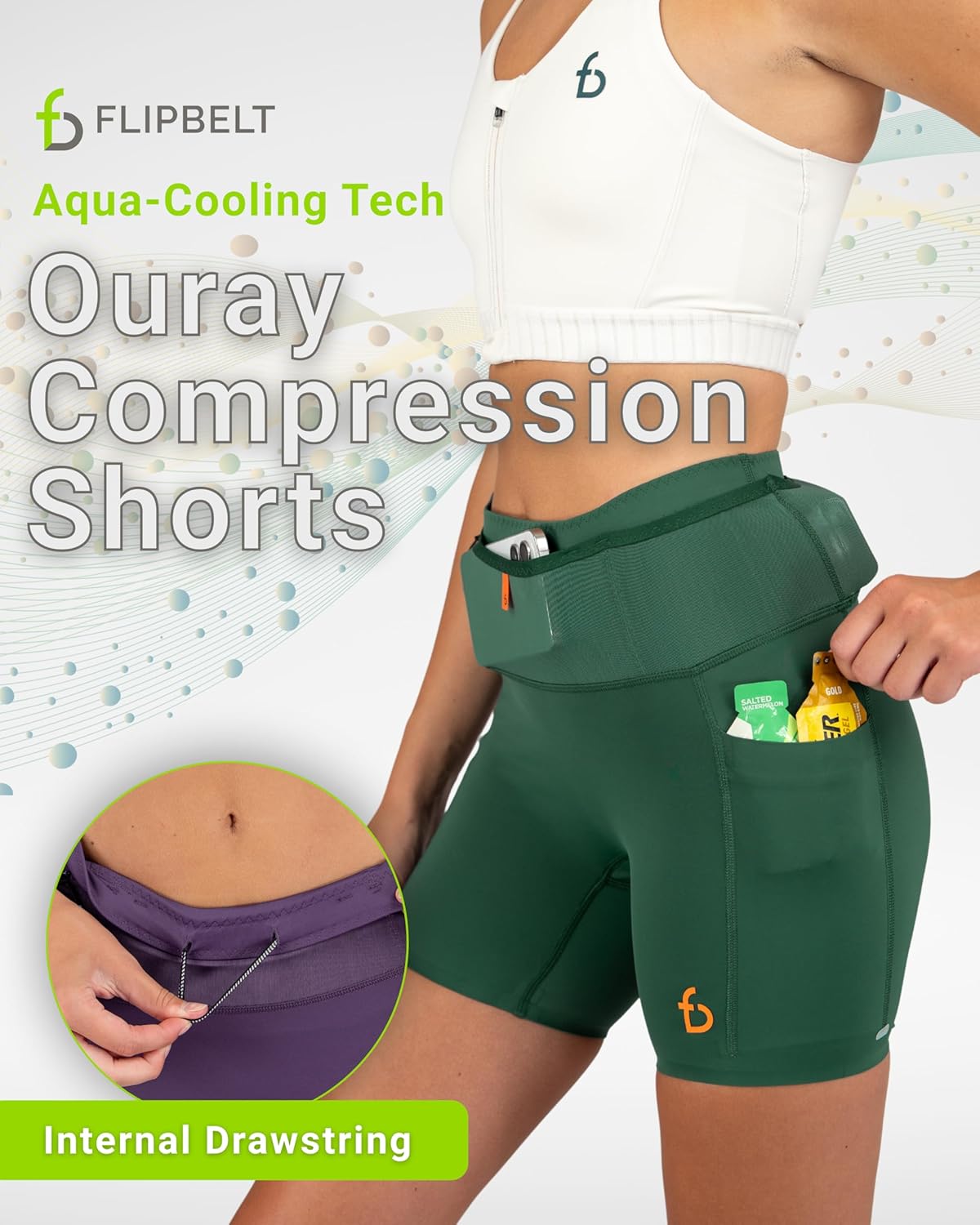 FlipBelt Women’s Air Compression Shorts – Lightweight, Moisture-Wicking with Built-in Phone Pocket – USA Small Business - Image 3