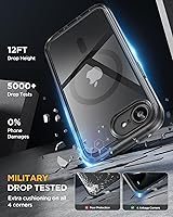 Vista 525 de Miracase Funda magnética para iPhone 14 de 6.1 pulgadas, protector de pantalla de vidrio templado integrado + protector de lente, compatible