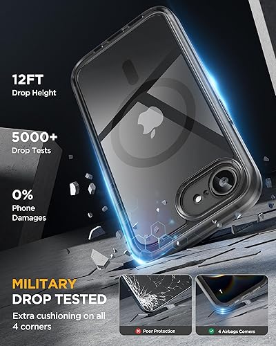 Vista 743 de Miracase - Funda magnética para iPhone 13 Pro Max de 6.7 pulgadas (compatible con MagSafe), transparente, completo, protector de pantalla de vidrio