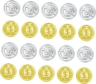 Ciieeo Moedas De De Plástico Pirata De 50 Peças Decoração De Festa Com Tema De Pirata Joias De Pirata Moedas De Pirata Pequenas Para Prêmios Jogo De Tesouro Enterrado Moedas De