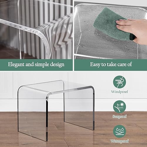 Miniatura 5 de uyoyous Bancos de ducha, taburete de acrílico, taburete grueso transparente para el baño, taburete de ducha para afeitarse las piernas, asiento