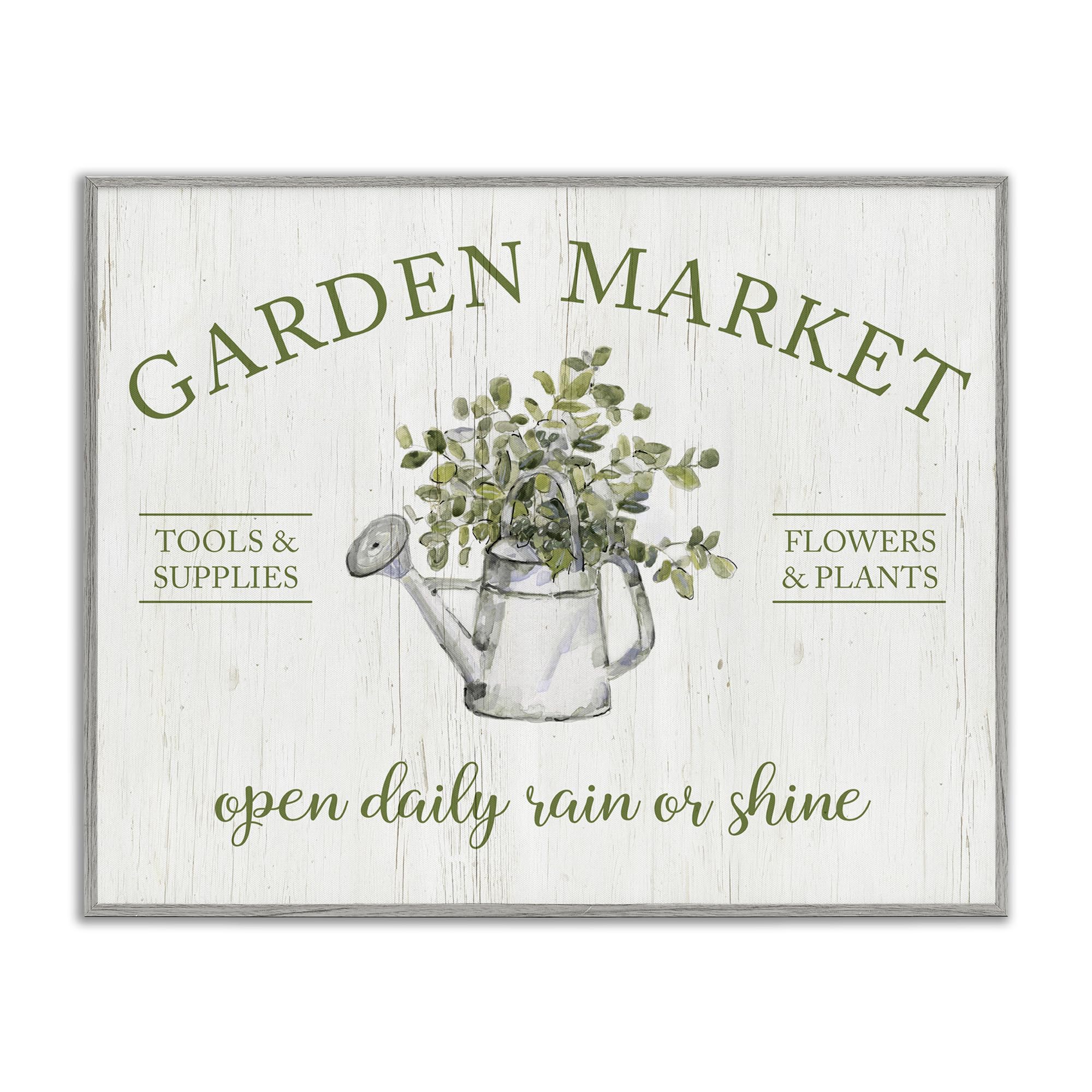 Stupell Industries Farmhouse Gray (Textured) 'Open Daily Garden Market'| Framed Giclee Art
