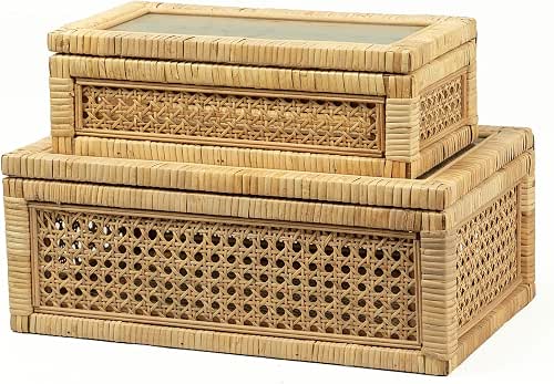 Rattan Display Box for Home Decor with Lid - Rectangular