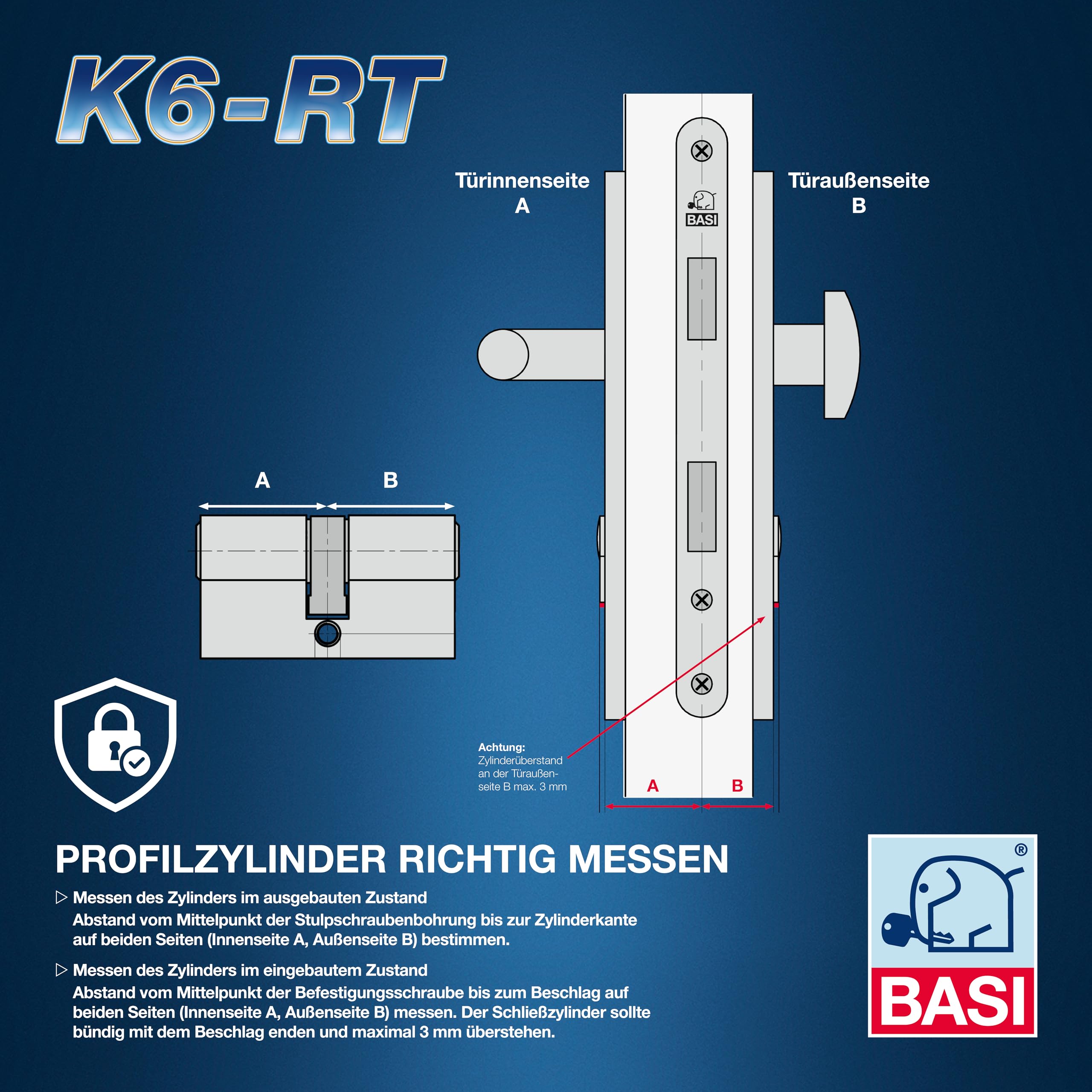 BASI | K6-RT Profilzylinder System mit Sicherungskarte und Kopierschutz | Konfigurator für Schließanlagen | Schließzylinder nach Wunsch frei kombinierbar | Gleichschließend | 3er SET