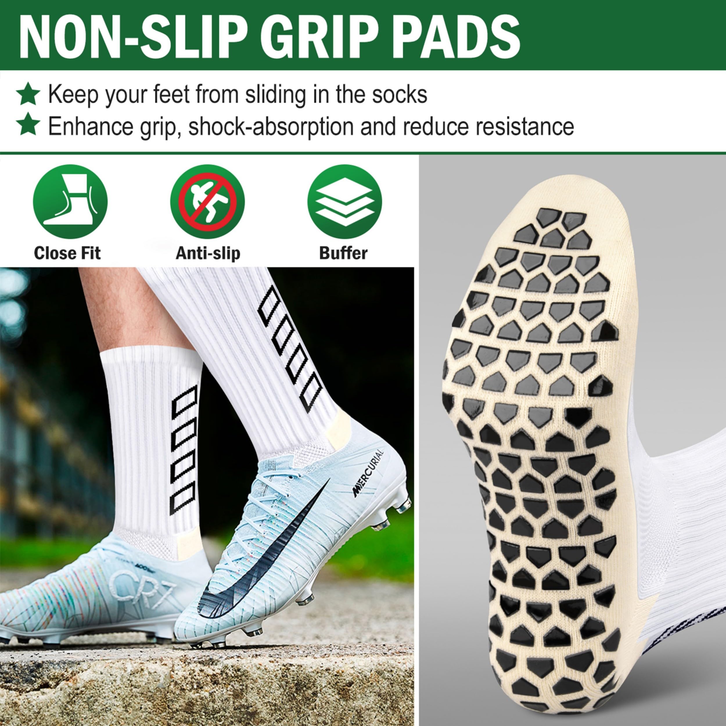ENONEO Calze Calcio Antiscivolo Uomo 37-45 Calze Antiscivolo Calcio Anti Vesciche Addensare Cotone Calzini Sportivi Donna Traspirante Calzini Grip Calcio per Ciclismo Trekking