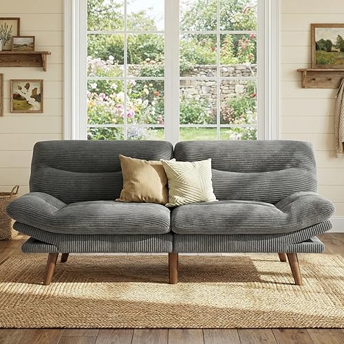 Miniatura 12 de Marsail Sofá cama futón, sofá futón de 66 pulgadas con respaldo y reposabrazos ajustables, sofá cama pequeño convertible para apartamentos pequeños,