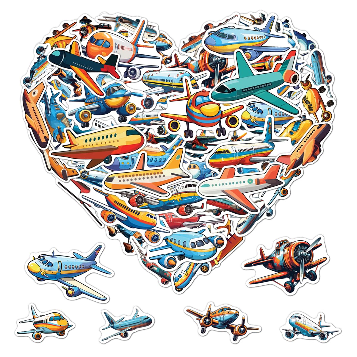 Pack 50 Pcs Airplane Stickers for Water Bottles Waterproof Laptop Luggage Computer Scrapbooking Cups Teens Adults Girls Boys Students Aesthetic