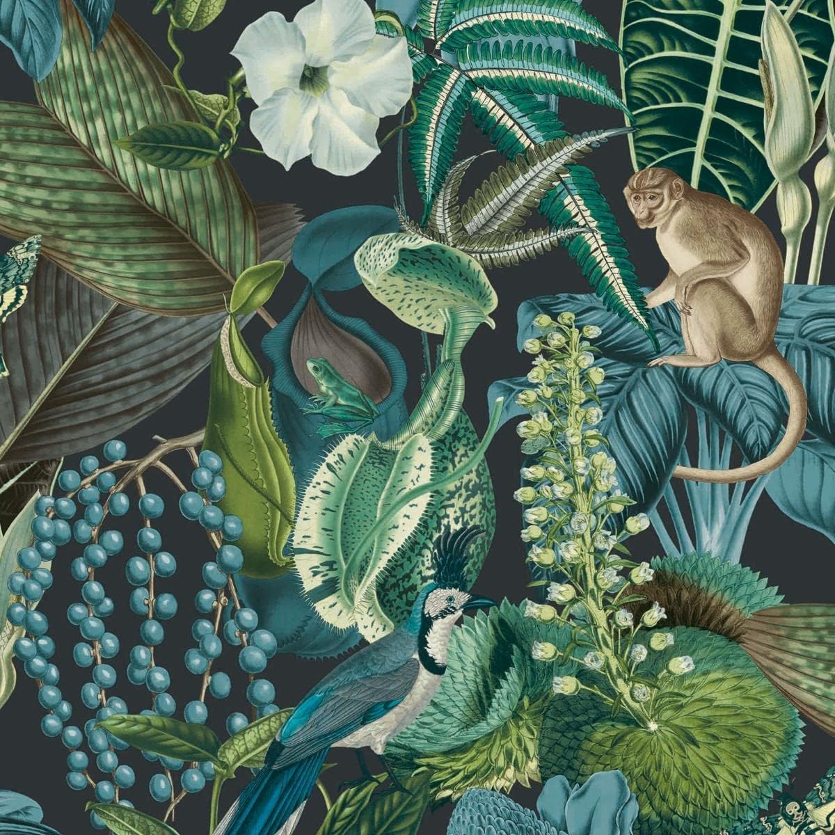 Amazon Wallpaper Black/Blue GranDeco JF2202
