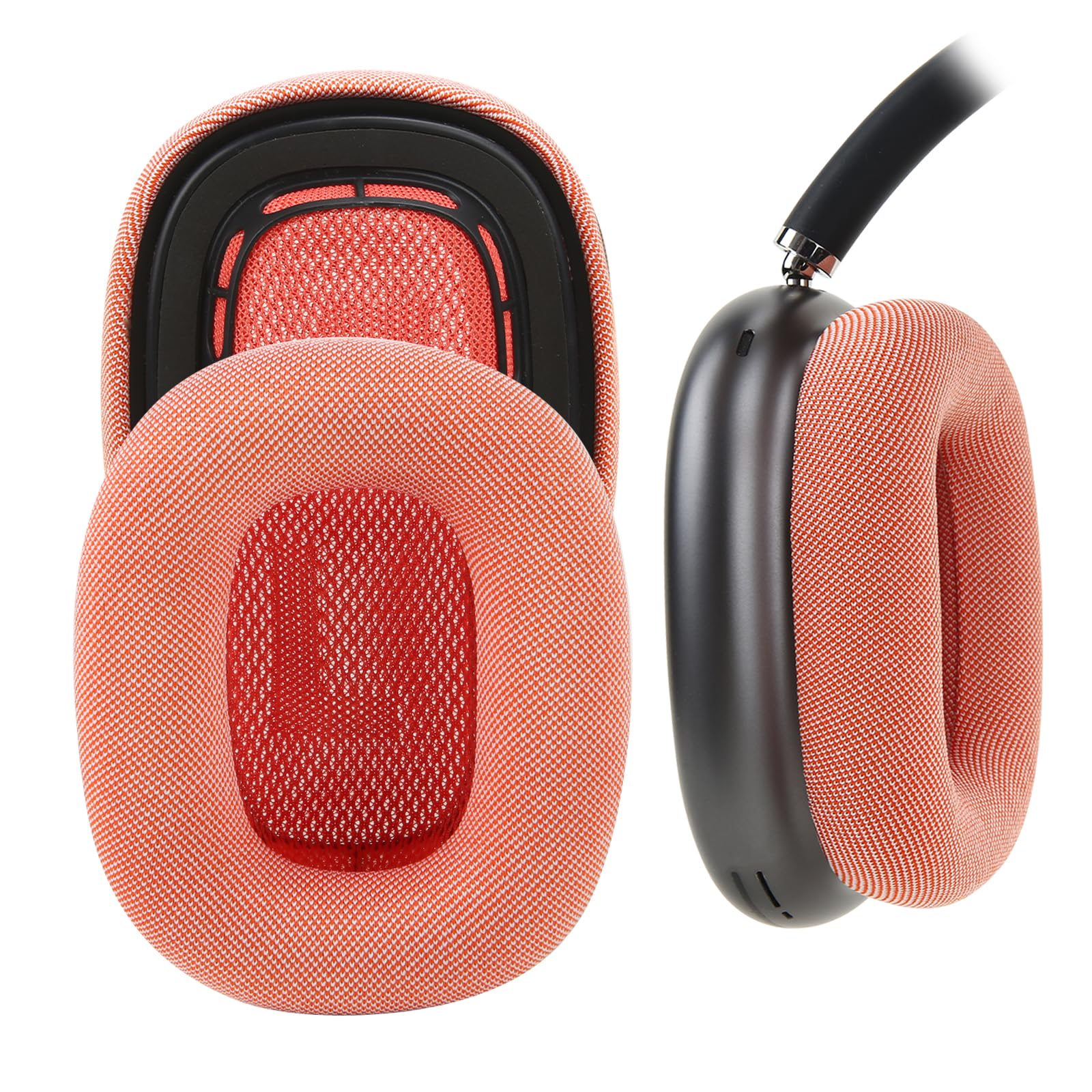 Earrock Upgraded Silicone Ear Cushions for AirPods Max Headphones, Mesh Fabric Covered Ear Pads with Silicone & Memory Foam and Magnet (Pink)