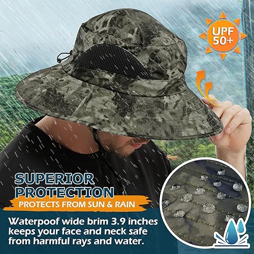 Miniatura 3 de EINSKEY Sombrero unisex para el sol, impermeable, de ala ancha, plegable, para pesca, senderismo, jardinería, safari, playa