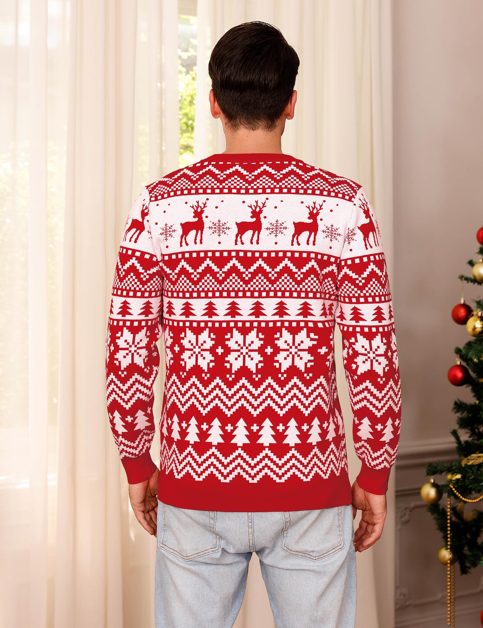 Aottori Maglione Natalizio Donna Uomo Girocollo Coppia | Natale, Maglia Lavorato, Famiglia, Renna Fiocco di Neve Inverno