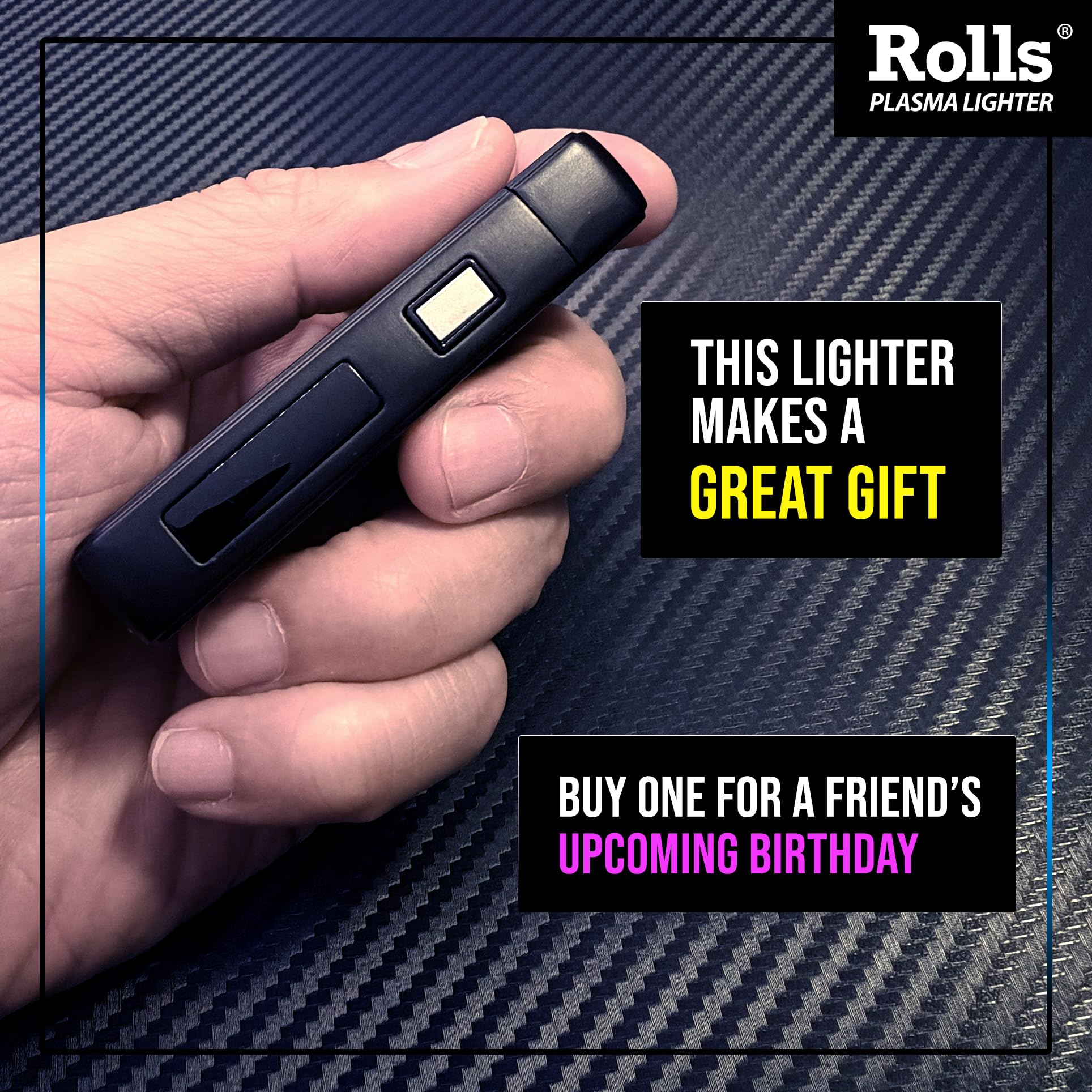 Briquet électrique Rolls – Cadeaux pour hommes – Briquets cool – Briquets électriques rechargeables – Cadeaux d'anniversaire pour hommes – (noir mat)