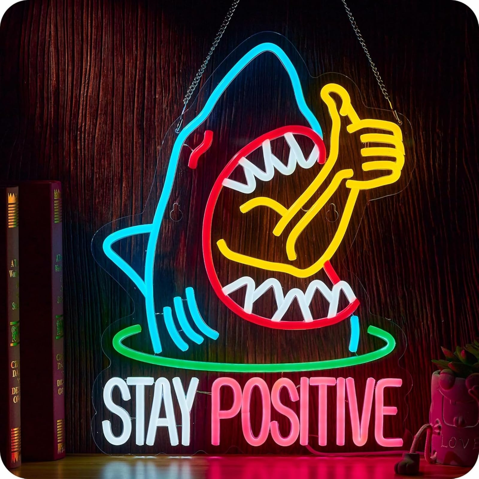 Stay Positive LED Neon Sign Dimmable Acrylic Decorative Lamp Light up Sign for Bedroom Living Room Bar Kitchen Party Wedding Art Wall Decor