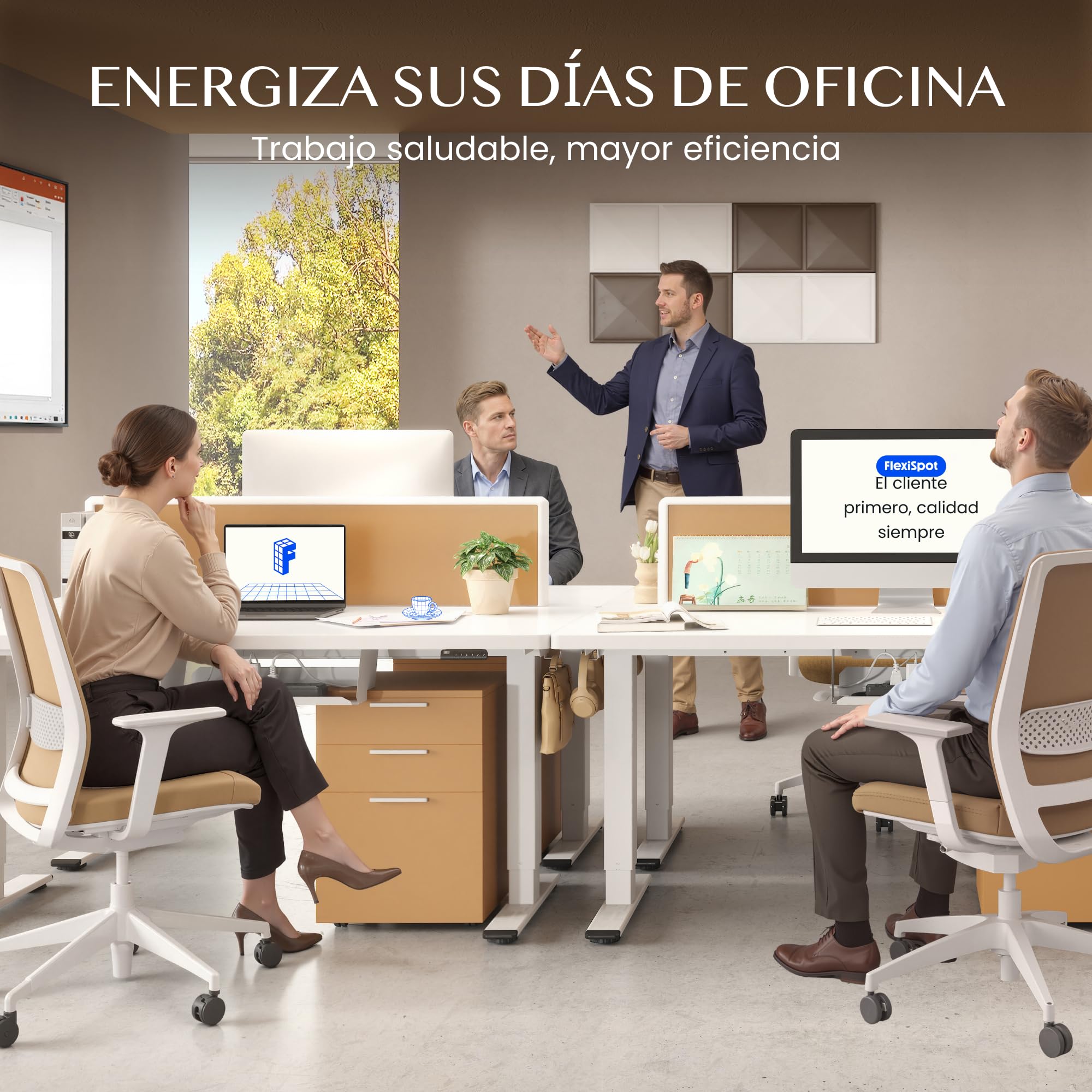 FLEXISPOT E1 Pro Escritorio Elevable Eléctrico 2 Motores Altura Ajustable | Compatible con tableros de 120-180 cm, soporta hasta 100 kg, panel con 4 memorias y garantía de 5 años, Blanco