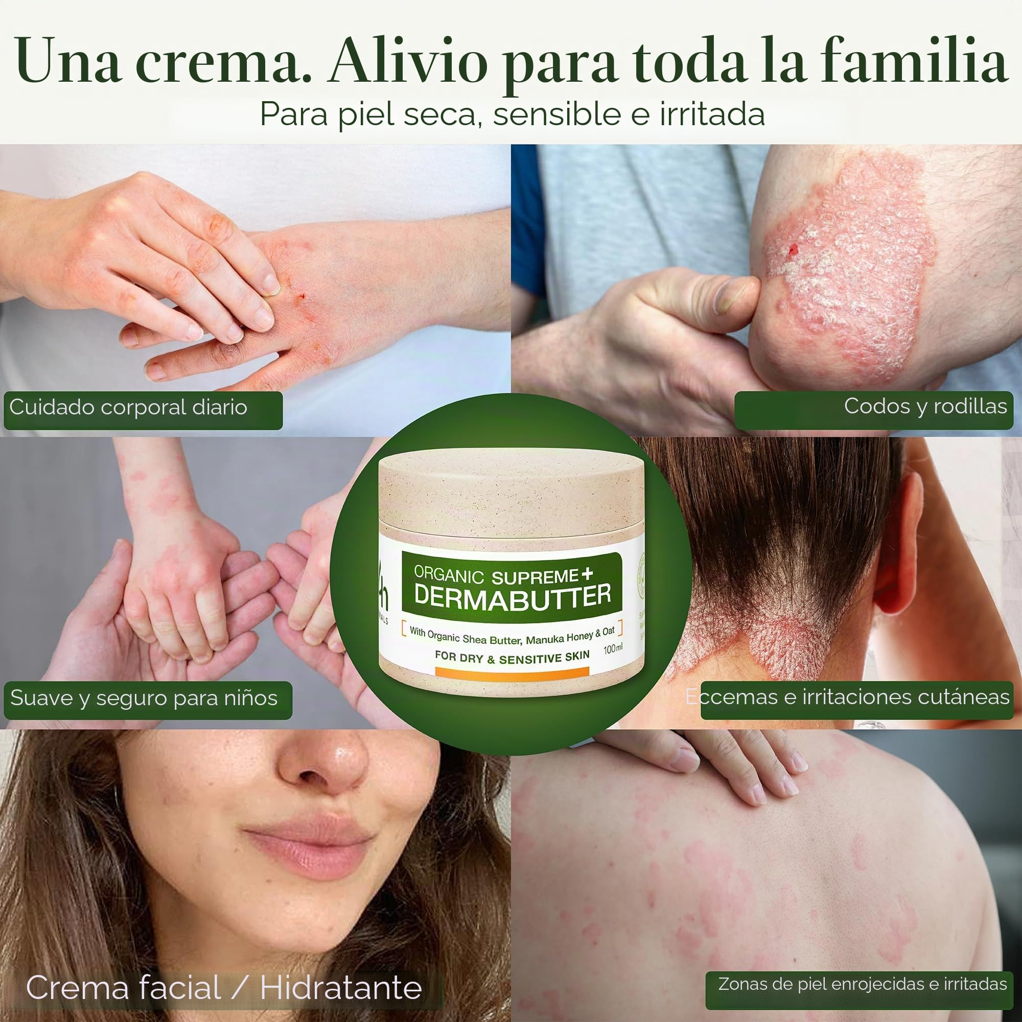 Mantequilla reparadora de avena de Manuka orgánica, bálsamo de cuidado intensivo con propóleos, caléndula y aceite de cáñamo, para pieles secas y sensibles, 100 ml