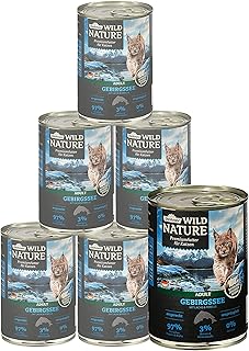 Dehner Wild Nature Mountain Lake Cat Food, Wet Food, Grain-Free, for Adult Cats, Salmon/Trout, 6 x 400 g Tin (2.4 kg) product image