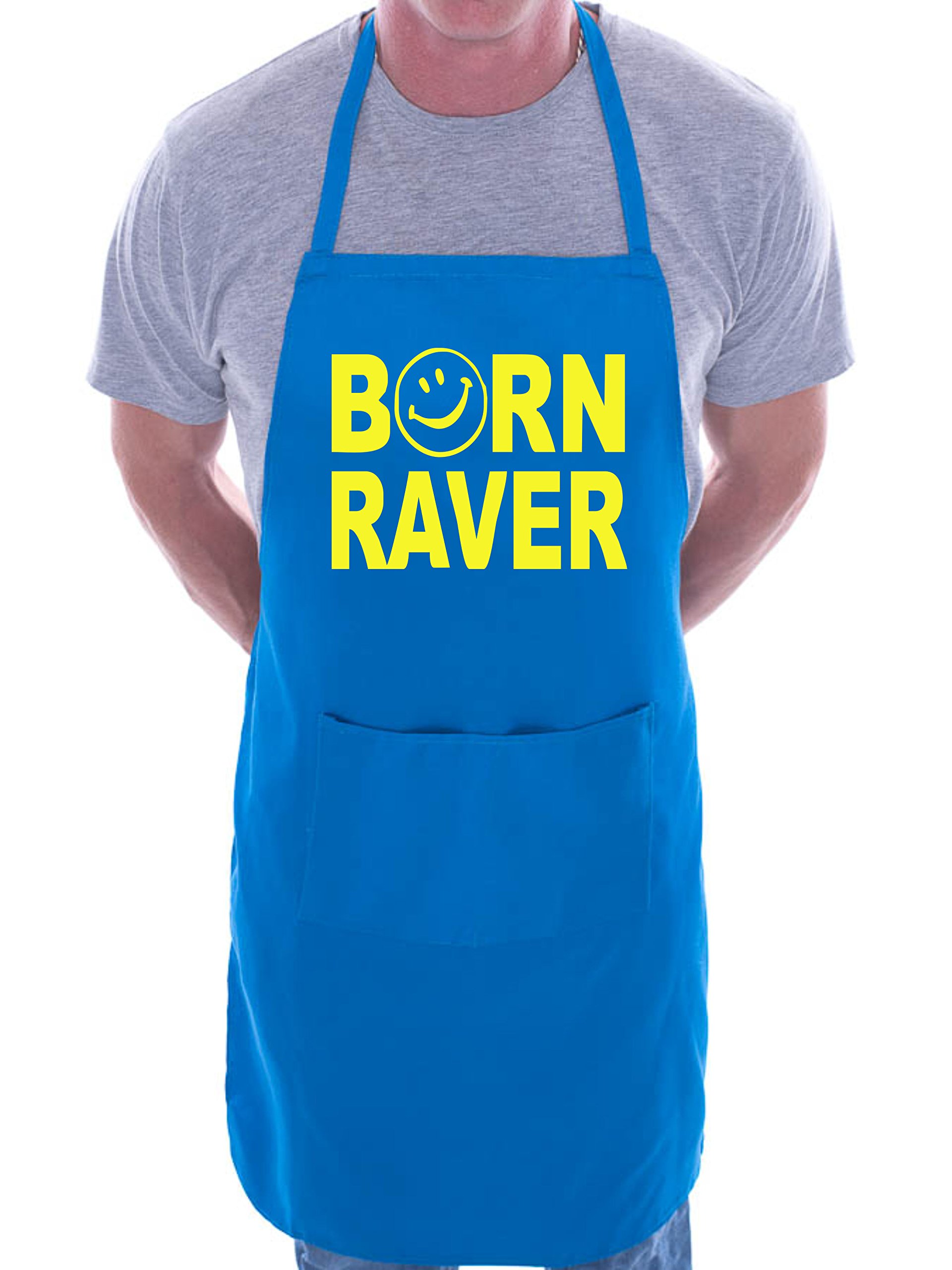 Print4u Men's Blue Born Raver Dance Clubbing Bbq Cooking Funny Novelty Apron