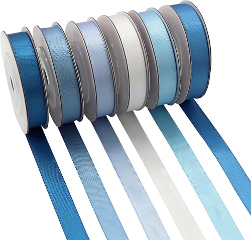 BAORJCT Cinta de satén azul de tela sólida, cinta de satén de doble cara de 38 pulgadas para envoltura de regalos, bodas, cumpleaños, decoración de