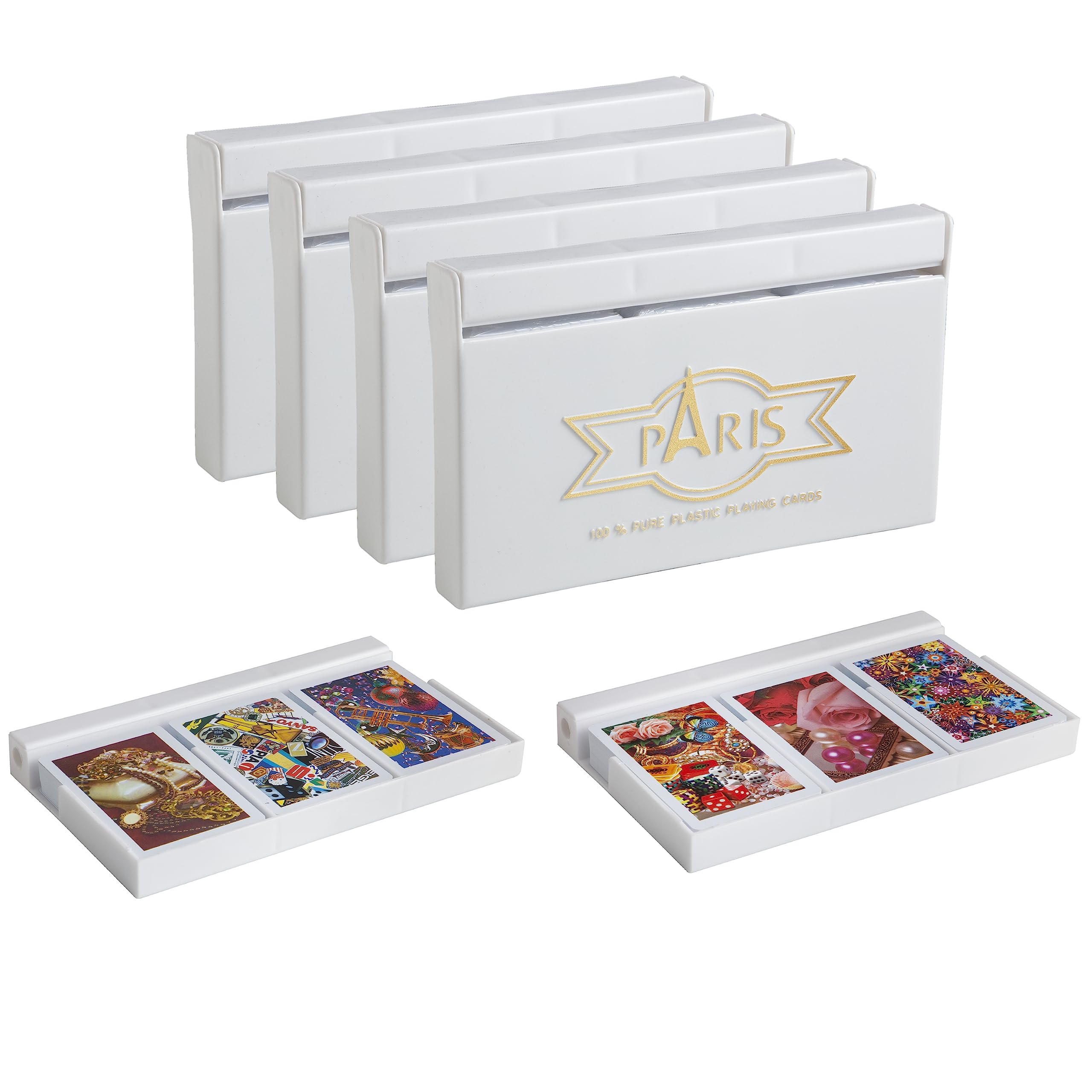 PARIS Plastic Playing Cards (Set of 12), Bridge Size, Multicolor