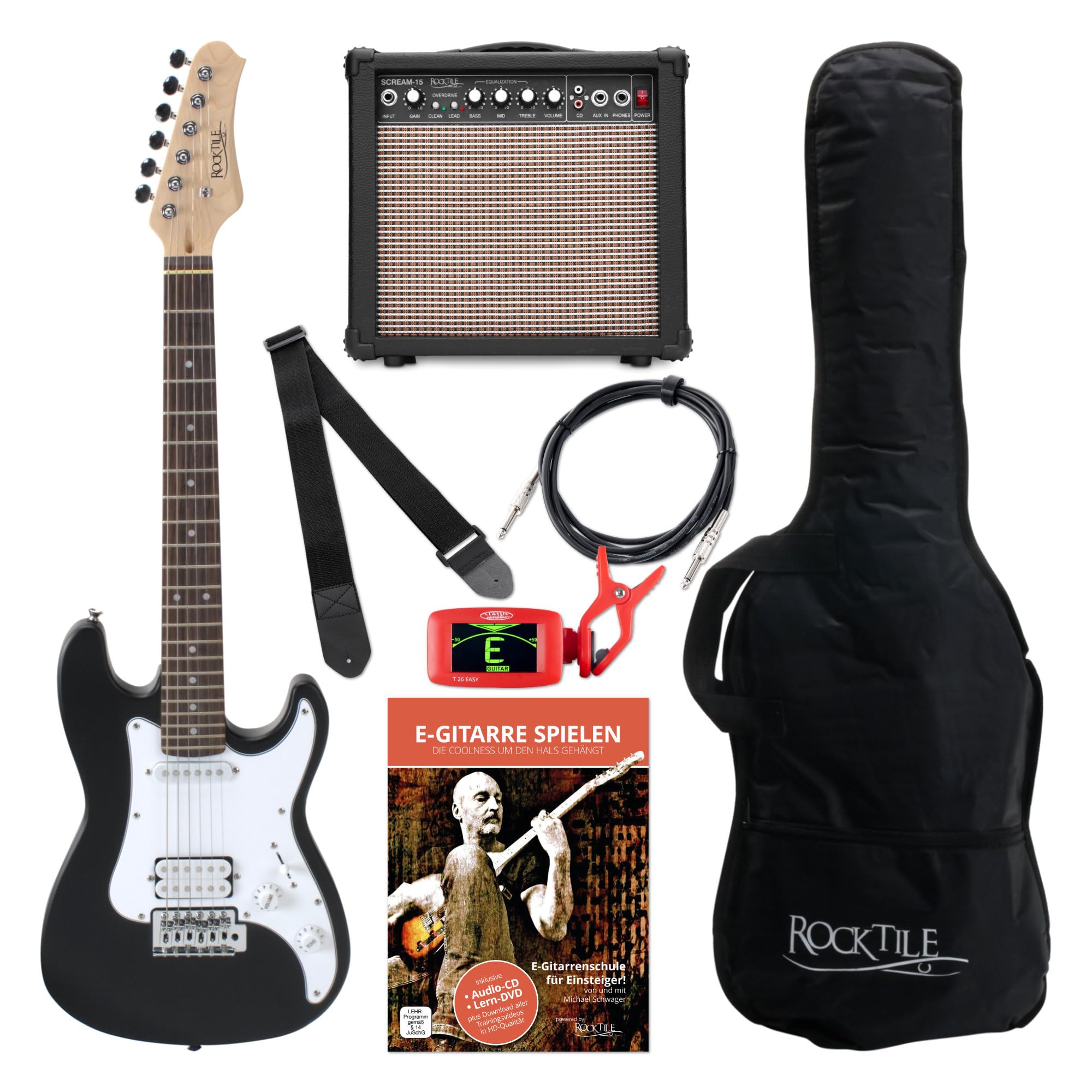 Rocktile Sphere Junior E-Gitarre 3/4 Schwarz Starter Set