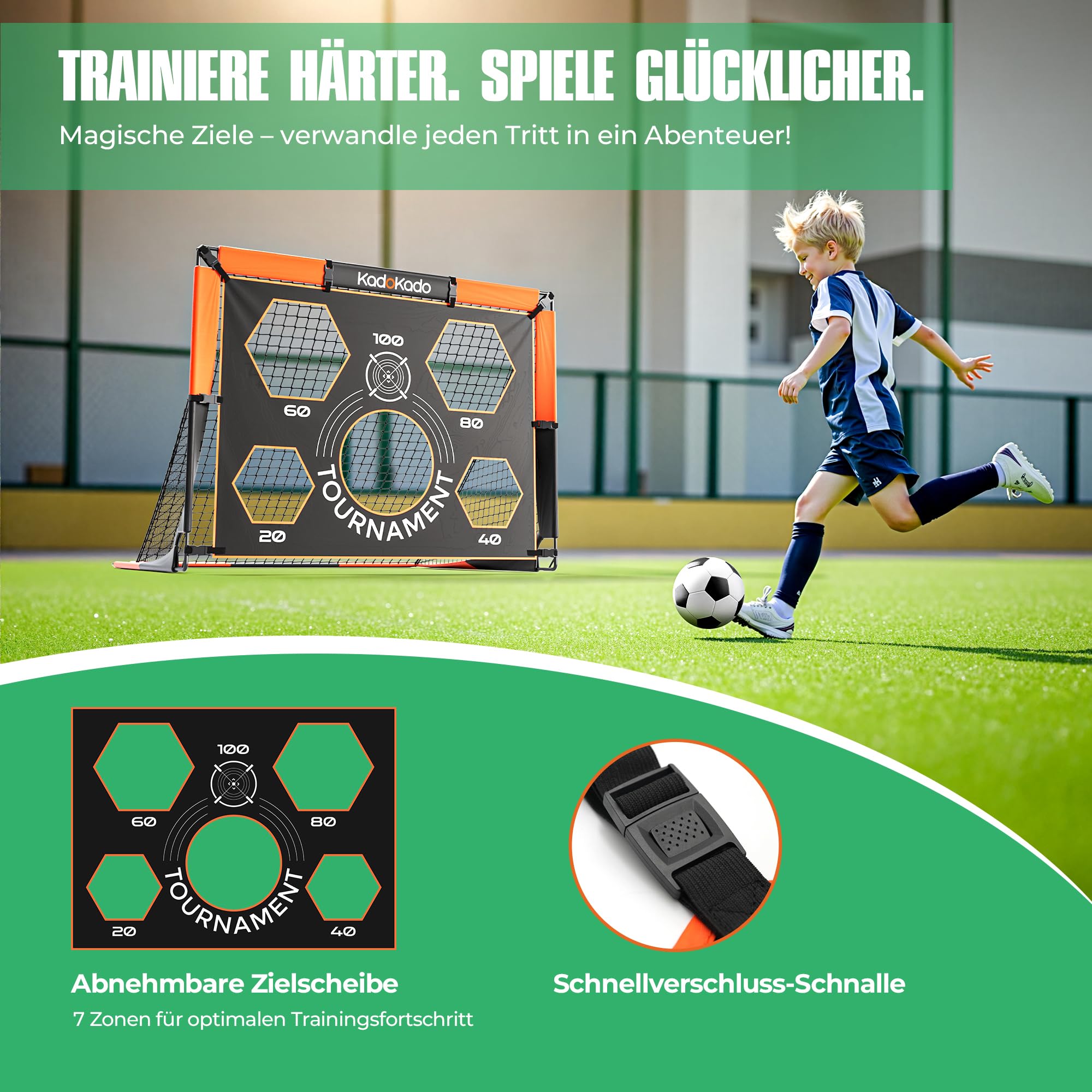 Fußballtore Kinder 120x90cm mit Tragetaschen, Fussballtore für Garten Outdoor, Pop-Up Tore mit Fiberglasstangen
