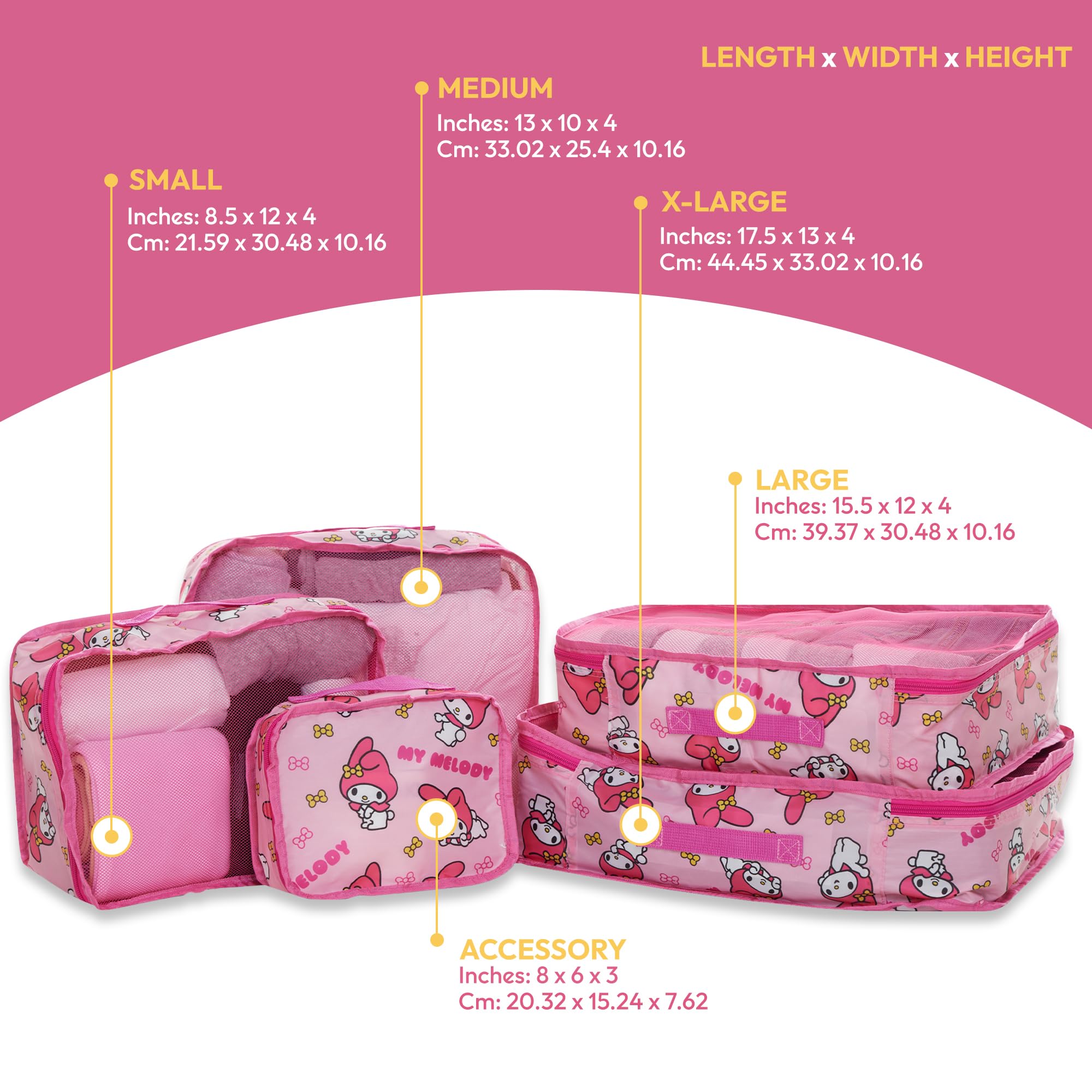 Amazon.com | Sanrio's Hello Kitty Packing Cubes - 5 Piece Packing