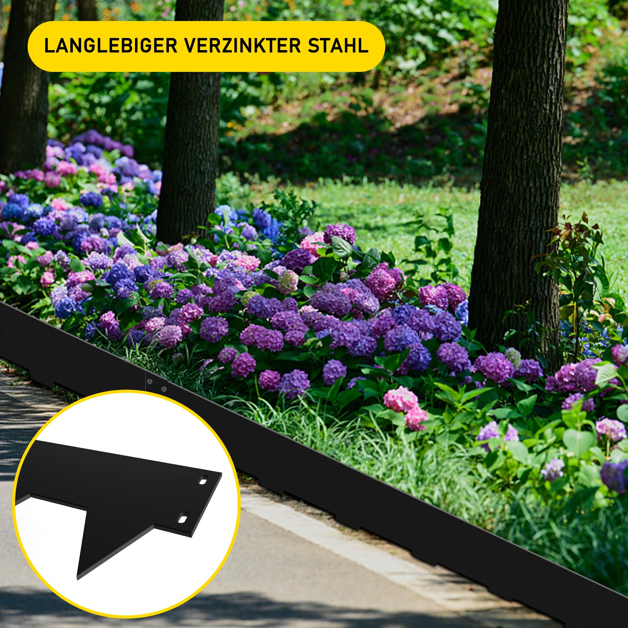 Rasenkante Metall, 100x18cm Flexible Rasenkanten, Beeteinfassung aus Metall - 5 Stück Beetbegrenzung, Beetumrandung, Landschaftskanten Streifen, Mähkante für Garten Hof Einfahrt Terrasse