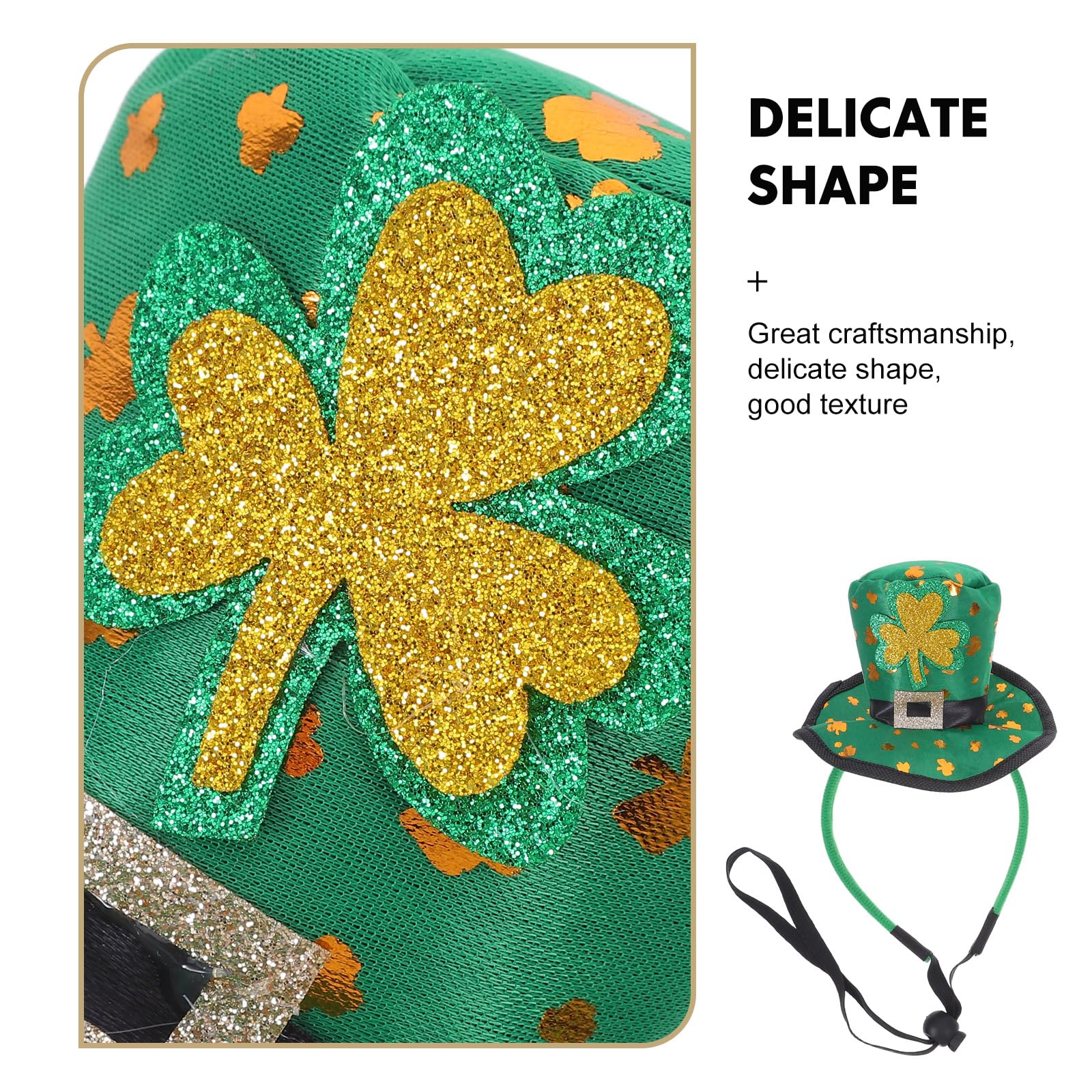 Serrage-tête Saint-patrick 2 Pièces Chapeau Haut-de-forme Vert Trèfle et Nœud Léger Confortable pour Fête Irlandaise, Accessoires Costume Festival, Bandeau Décoratif pour