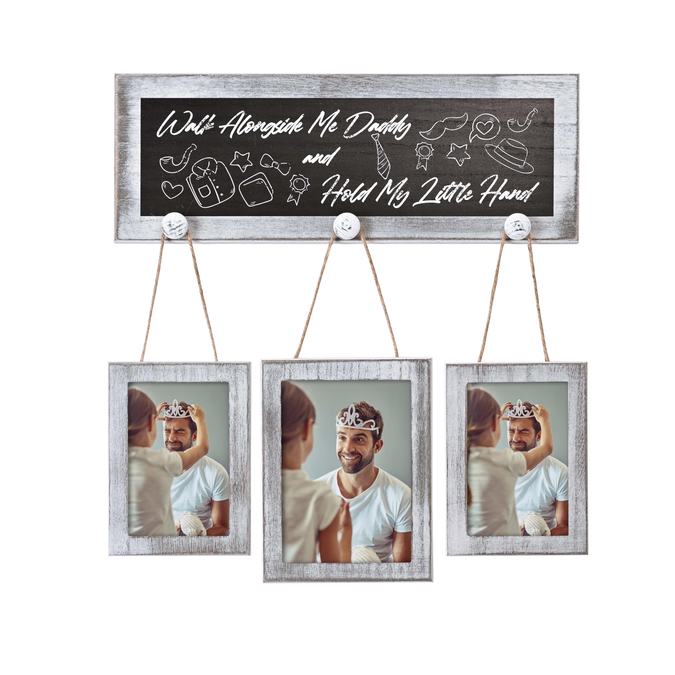4X6 Picture Frames Collage for Wall Farmhouse Rustic Vintage 5x7 Photo Frame with Blackboard DIY Mother's Day Blessing Hanging Collage White Picture Frame Wall Decor for Living Room