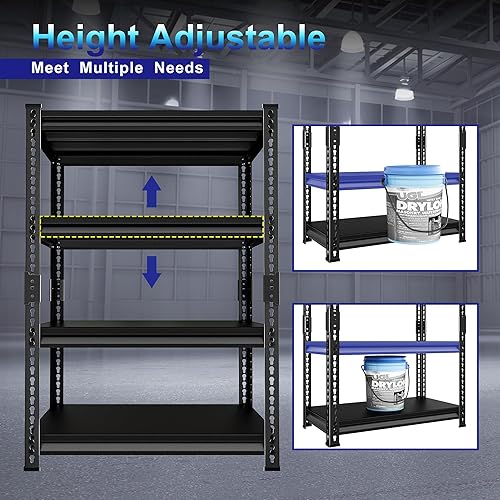 Miniatura 5 de Estantes de almacenamiento de garaje ajustables, estantería de garaje de 35.4 pulgadas de ancho, cargas resistentes, 1280 libras, estante industrial