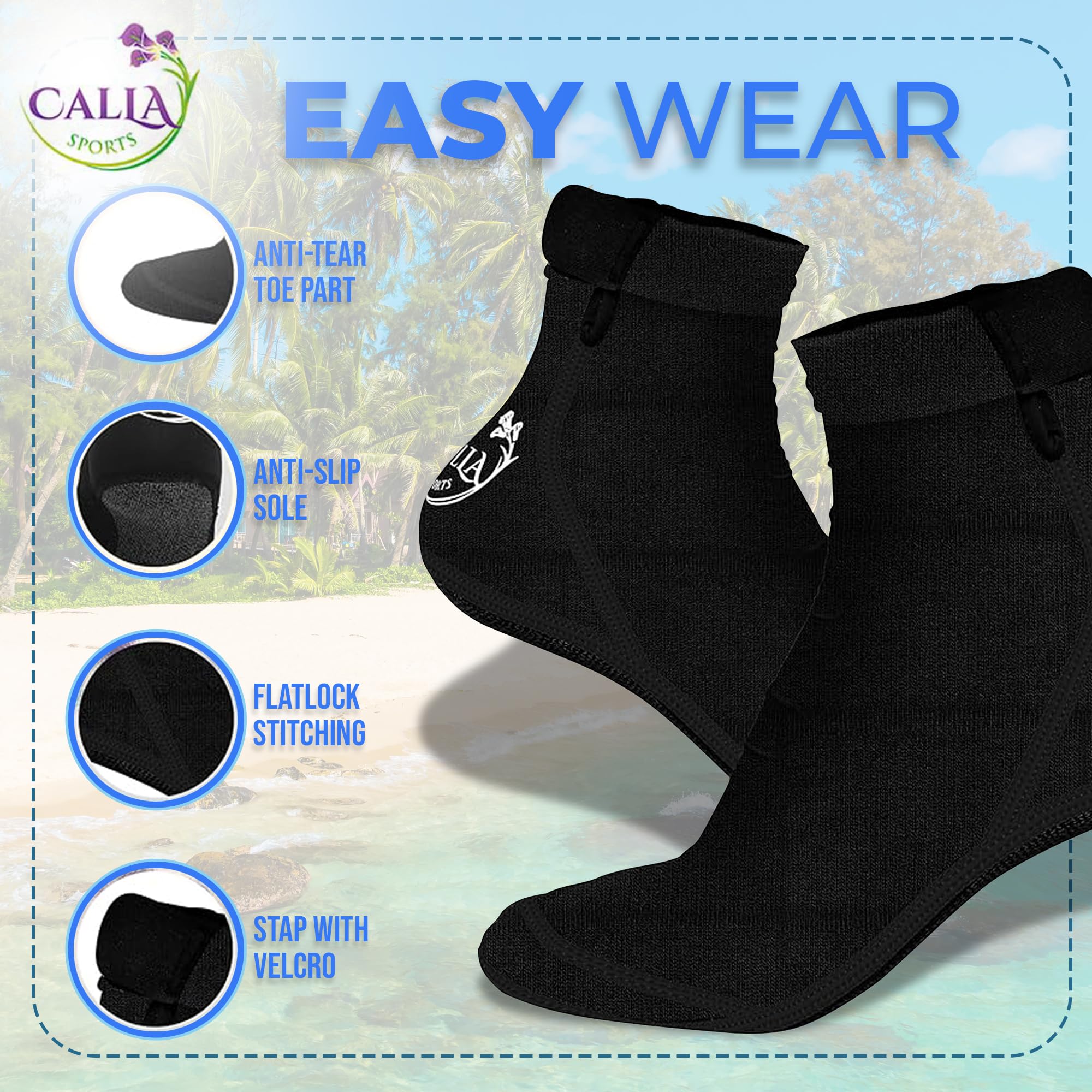 Calcetines de playa de neopreno, calcetines de agua y arena para hombres y mujeres