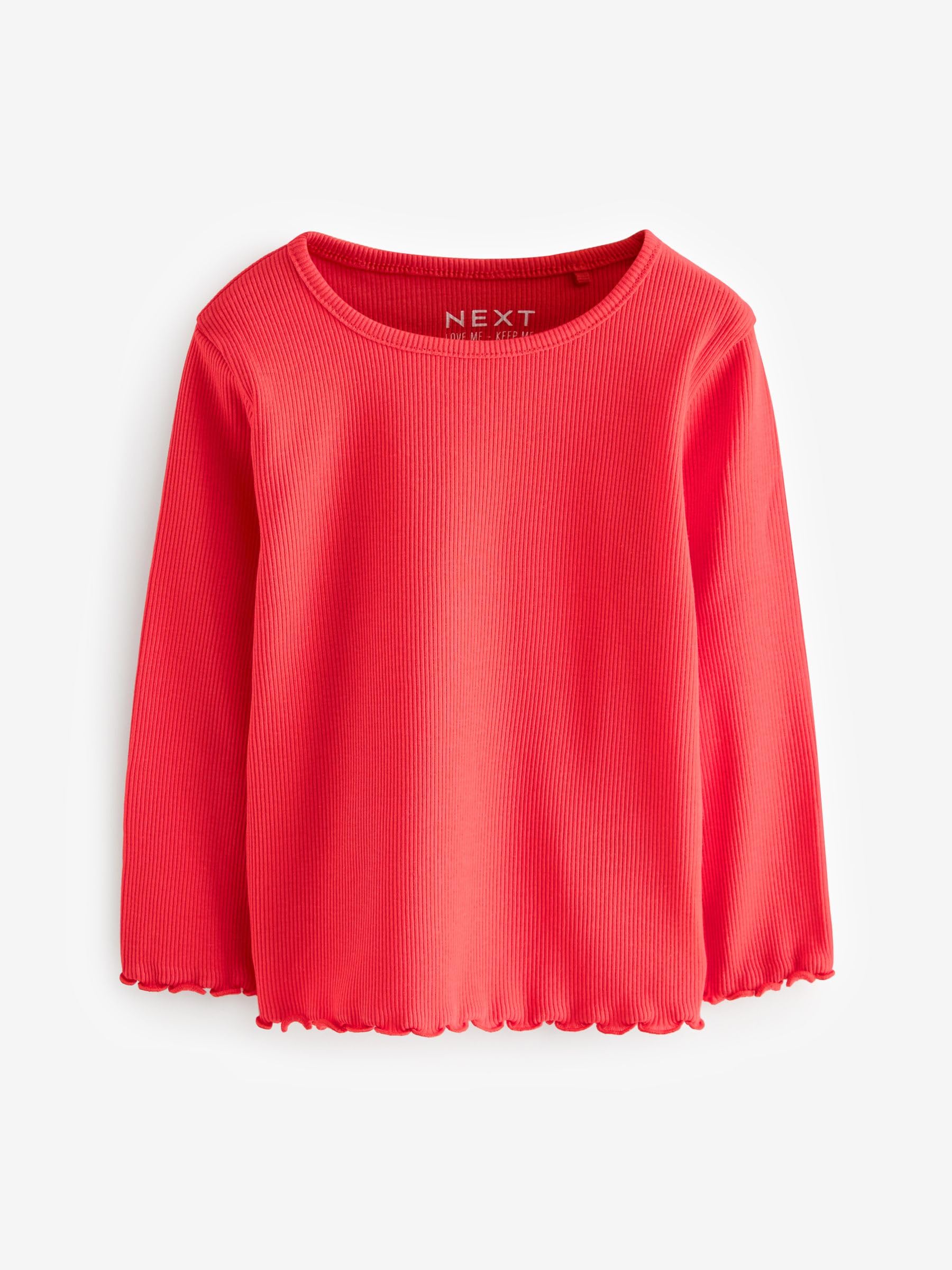 NEXT Mädchen Langärmelige, gerippte Jerseytops im 5er-Pack Marineblau 98-104