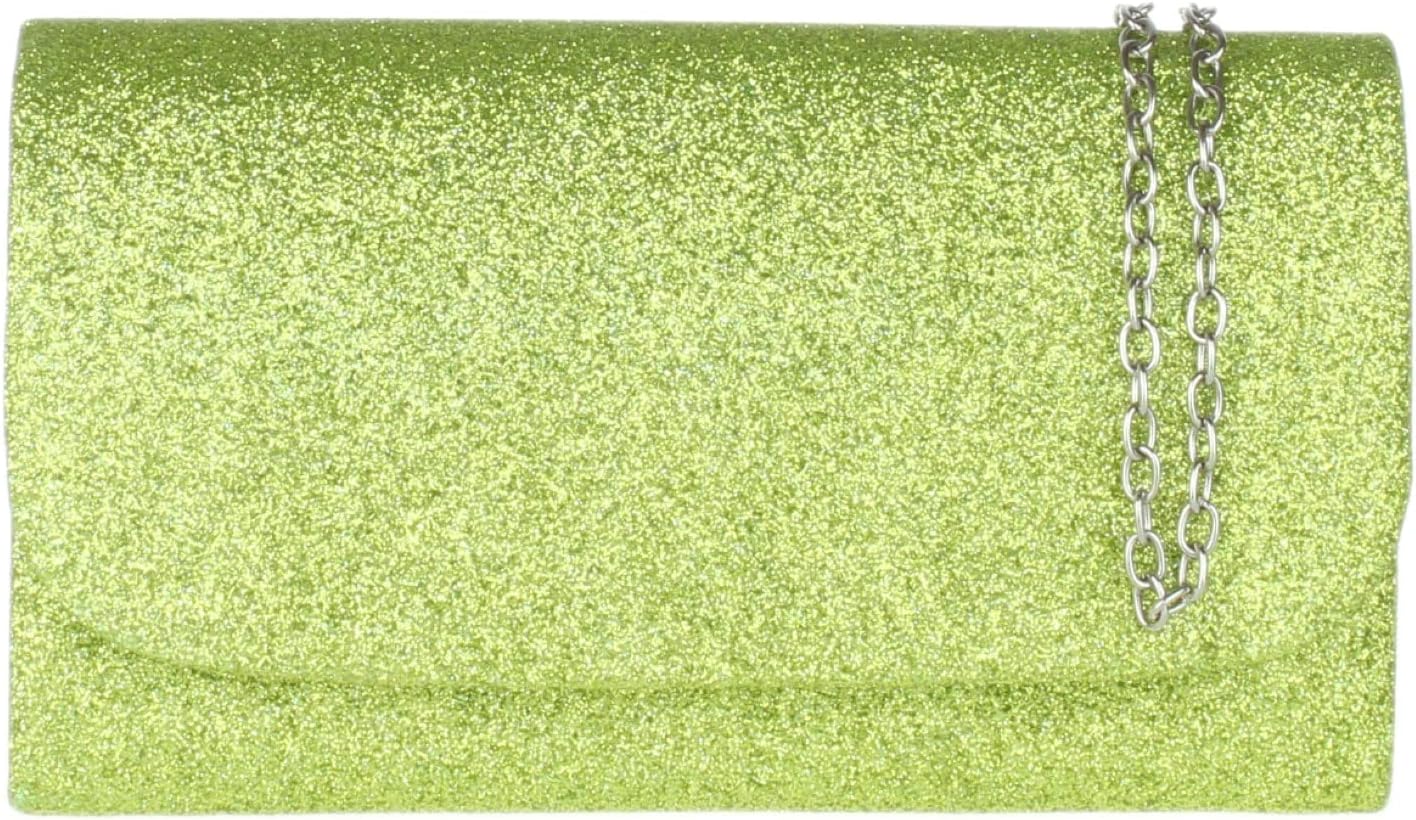 Girly HandBags Womens Glitter Plain Clutch Bag