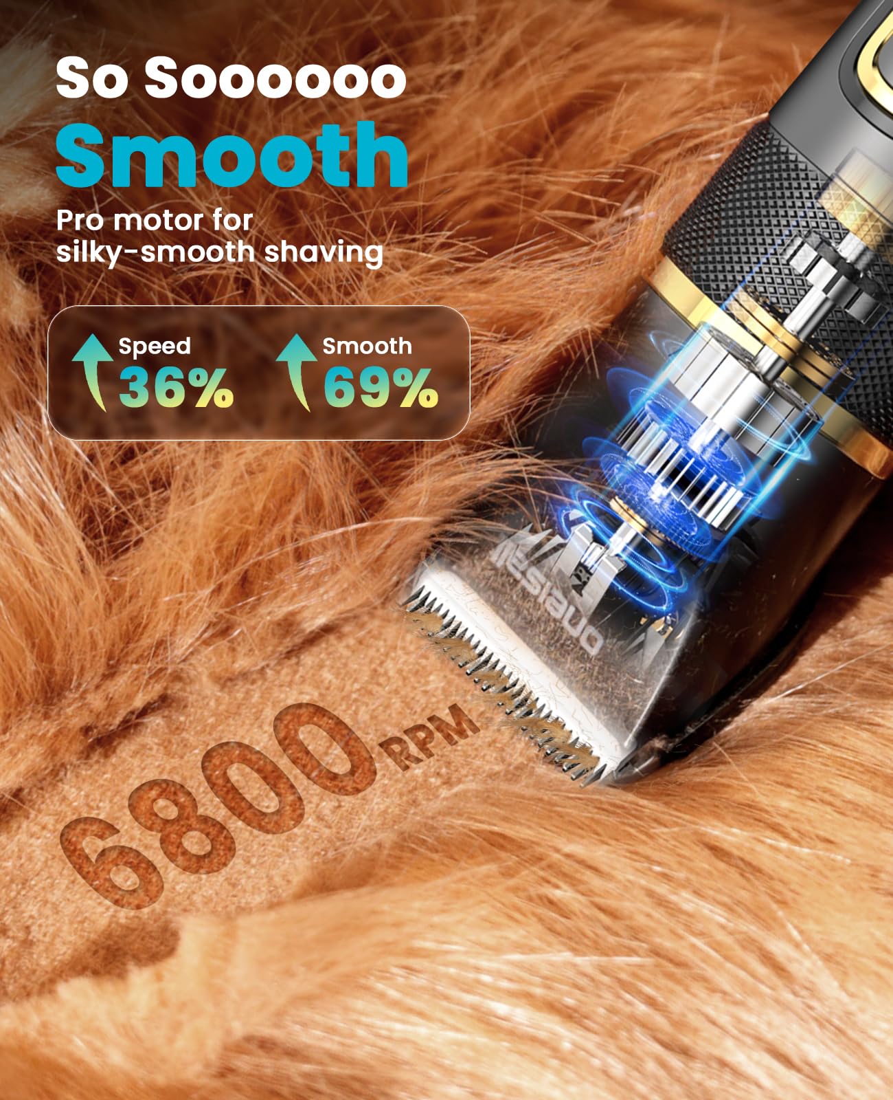 oneisall Silencioso Maquina cortar pelo Perros Mejorada Pro, Profesional Cortapelos Perros Gatos 2000mAh Recargable, IPX7 Impermeable Maquina de cortar pelo barboncini