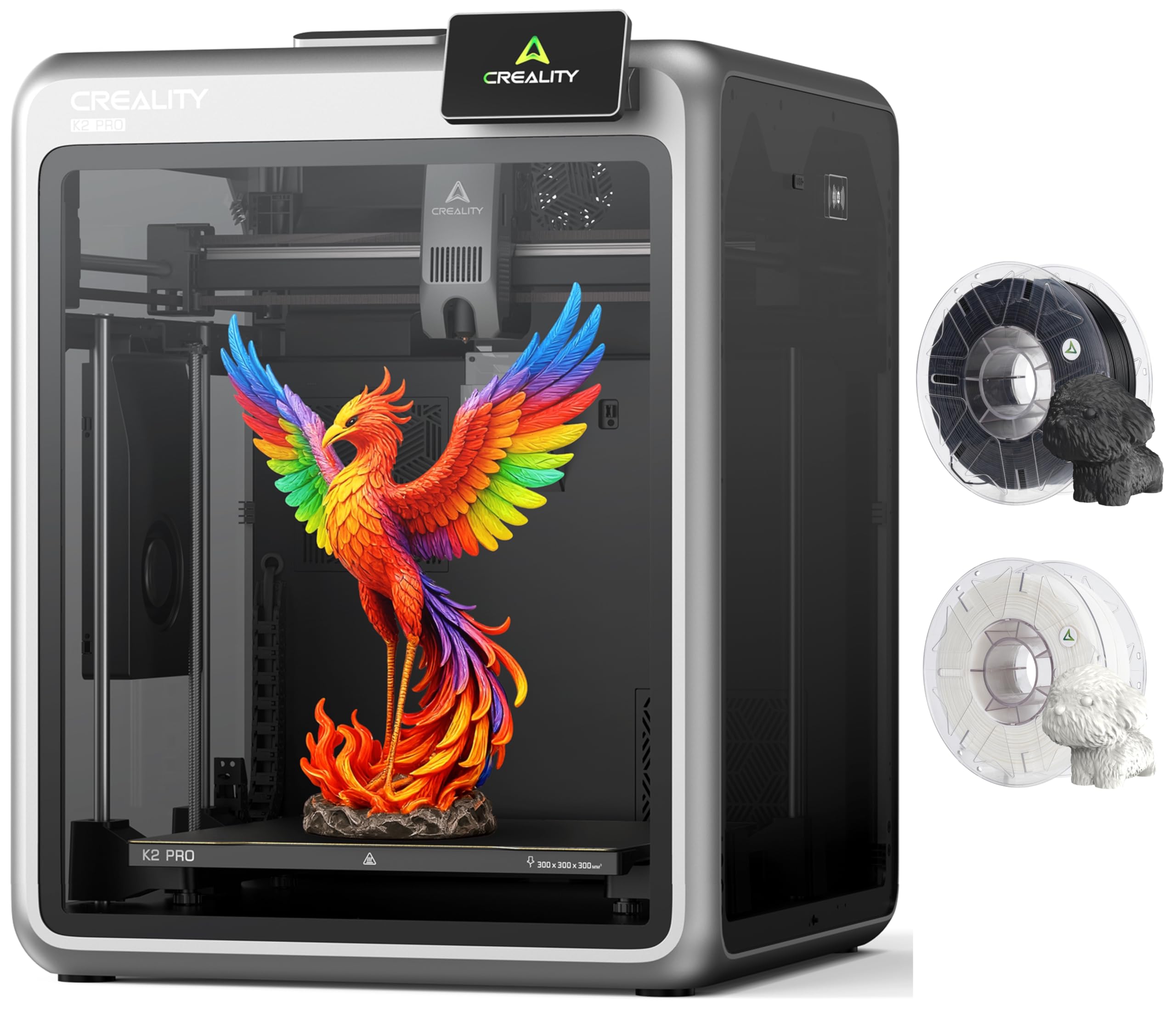 K2 Pro (A) 3D Printer, Multi Color Printing Bundle with Hyper RFID PLA Filament Support CFS (Black & White)