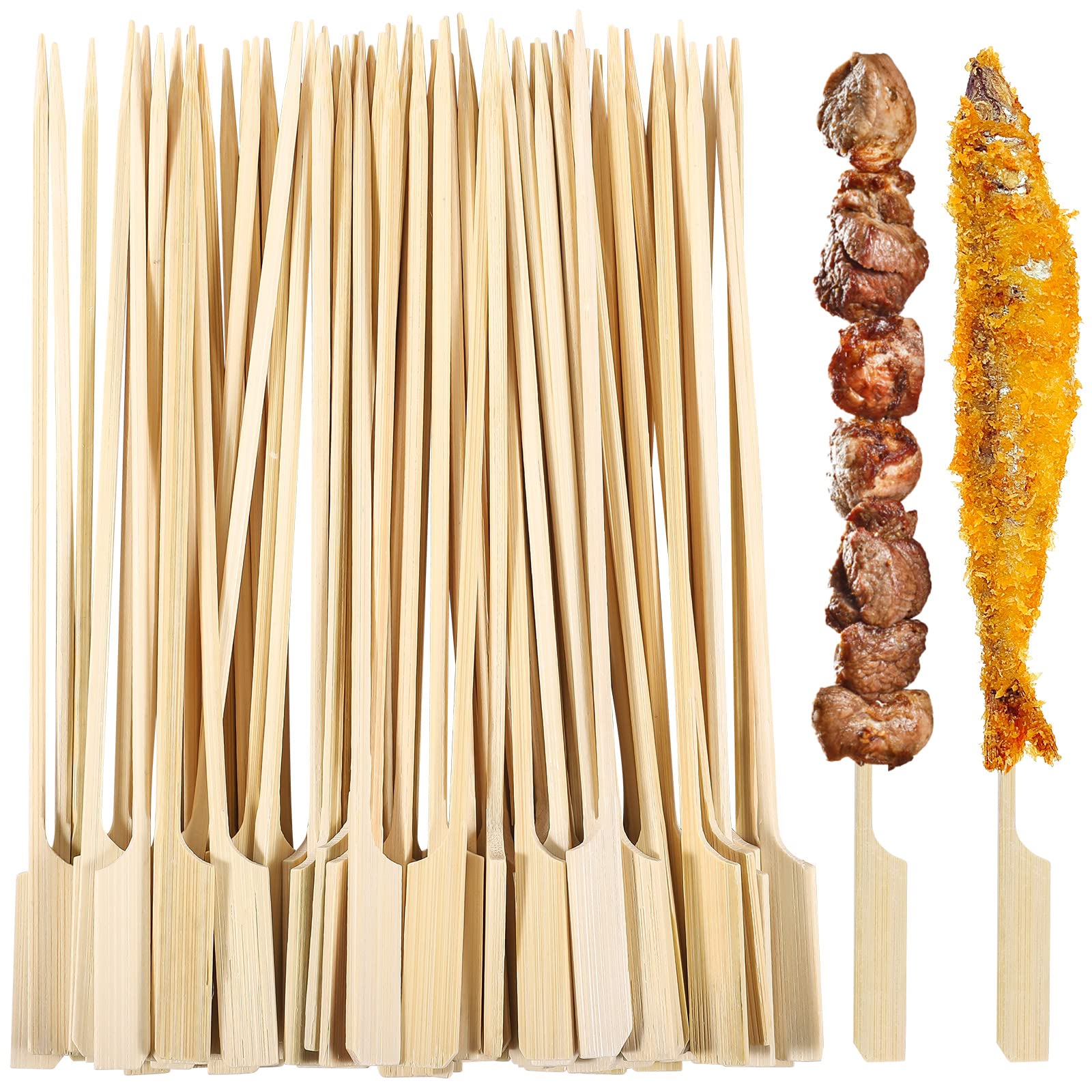 300 Pieces Bamboo Paddle Skewers 25CM, Flat Burgers Sticks Children Skewers Kids Wooden Fruits Picks Cocktail Sticks Skewers Barbecue Kebabs Skewers for Buffets Party Fountain Fondue Stick Holders — image 1