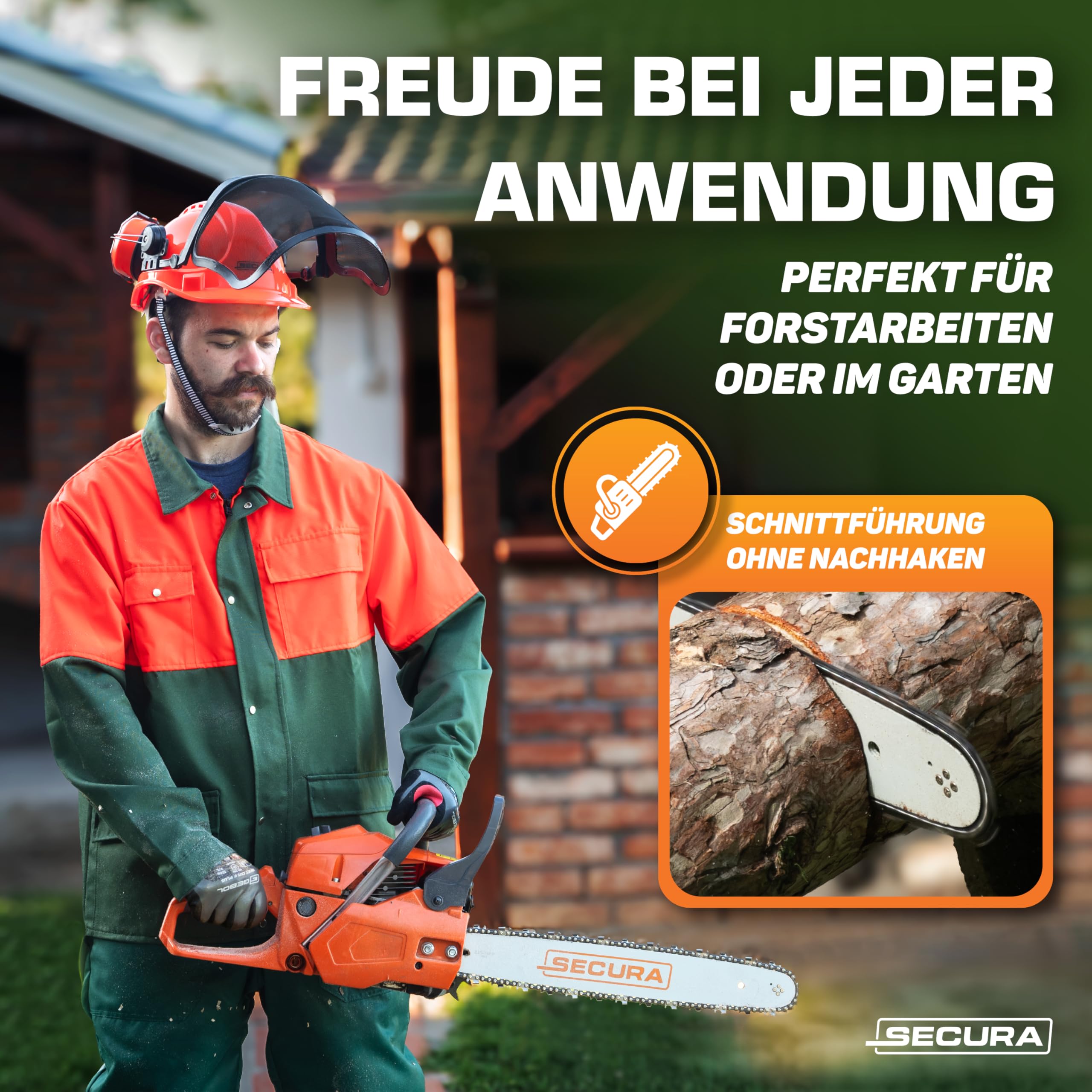 SECURA 4x Sägekette + Schwert 0.325' 1,5mm 72 | 45cm Arbeitslänge | kompatibel mit Dolmar Husqvarna Makita