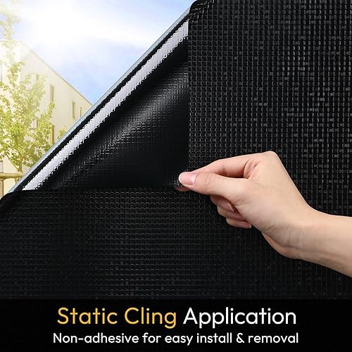 Miniatura 14 de rabbitgoo Película de privacidad para ventana, película decorativa de mosaico de arco iris, tinte de adherencia estática extraíble, cubierta