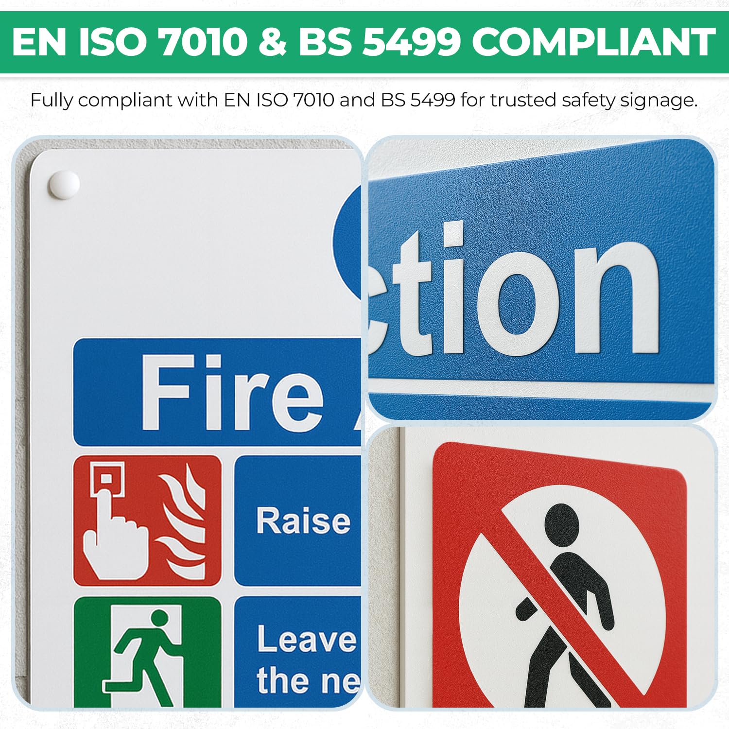 Lot de 3/5/10 panneaux en plastique rigide de 20 x 30 cm - Panneau de sortie de secours autocollant et trous pré-percés - Panneau d'évacuation de sécurité en plastique de 1 mm d'épaisseur (10)