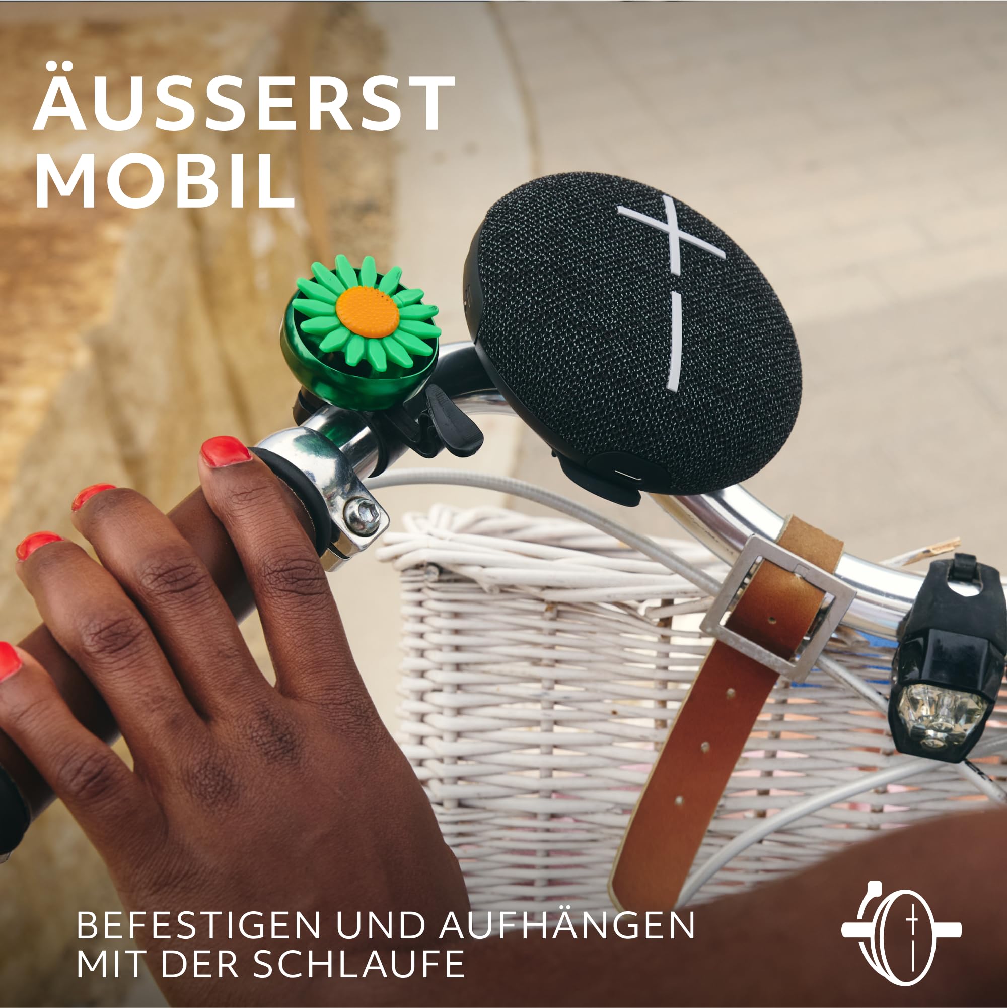 Ultimate Ears MINIROLL Ultraportabler wasserdichter Bluetooth-Lautsprecher, starker Bass, staubdicht nach IP67, 40 m Reichweite – Gentle Black