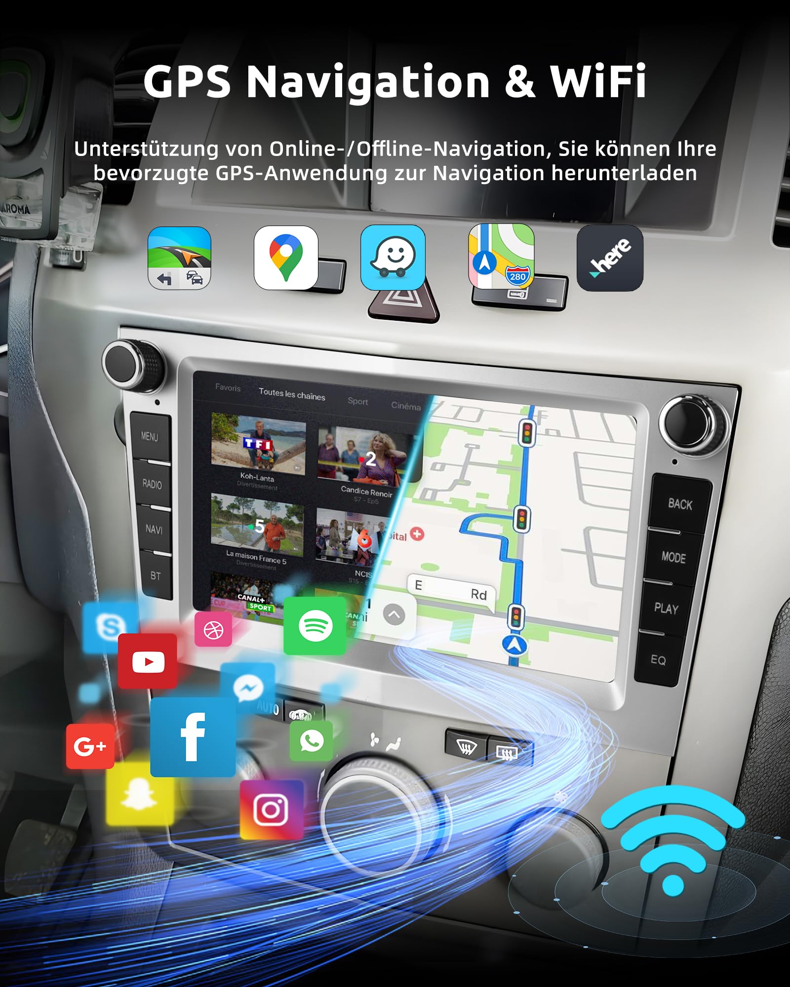 ESSGOO 4+64G Wireless Carplay und Android Auto Autoradio Für Vauxhall Opel Corsa C/D Zafira B Astra G/H Meriva Signum Combo, 7 Zoll Touchscreen Radio mit Bluetooth FM RDS GPS WiFi Silber