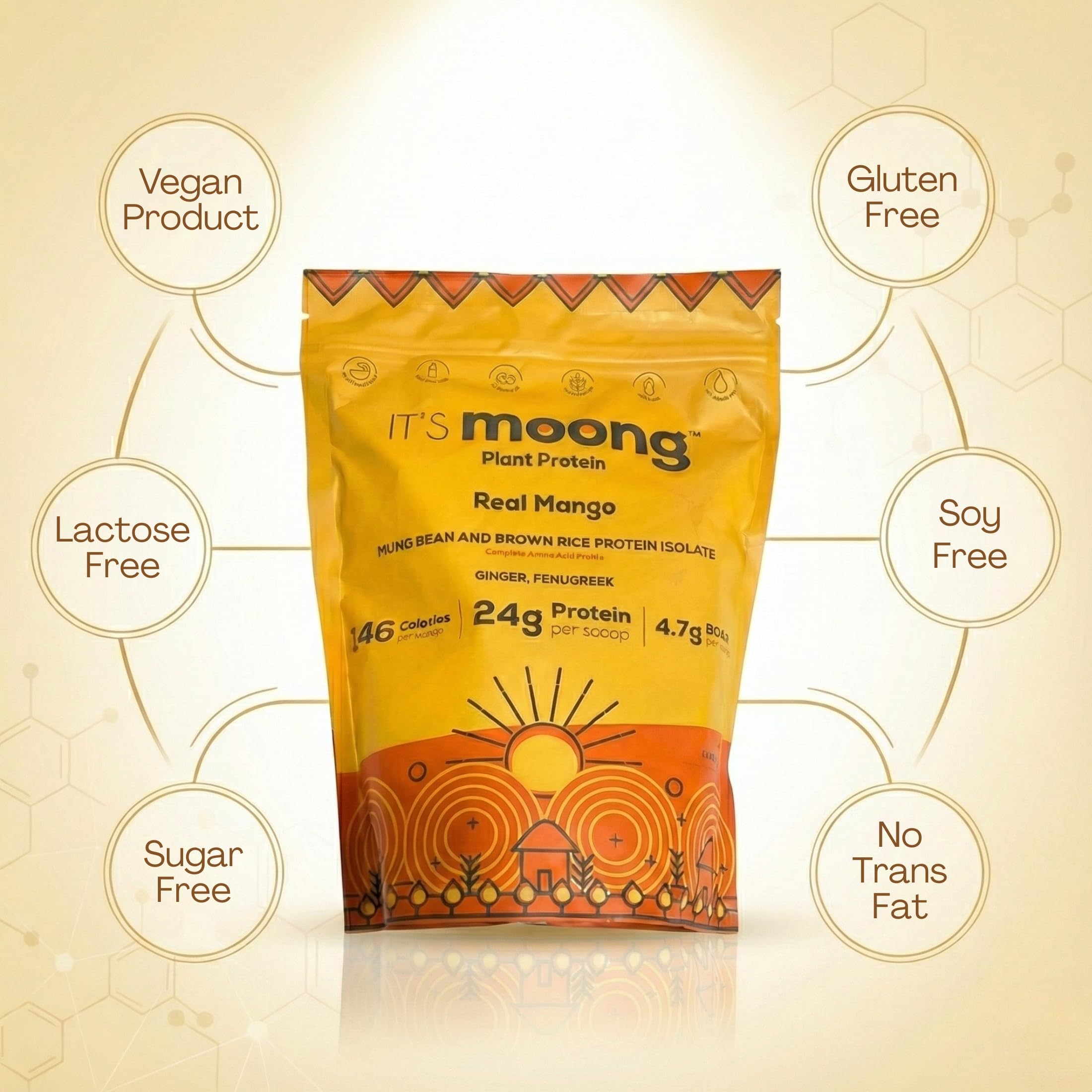 IT’S Moong Plant Protein Powder, Real Mango Flavor | Mung Bean & Brown Rice Protein Isolate Ginger & Fenugreek, 24g Protein 4.7g BCAAs | Vegan, Gluten Free, Dairy Free, Soy Free, Sugar Free, 17.64 oz — Amazon image 3
